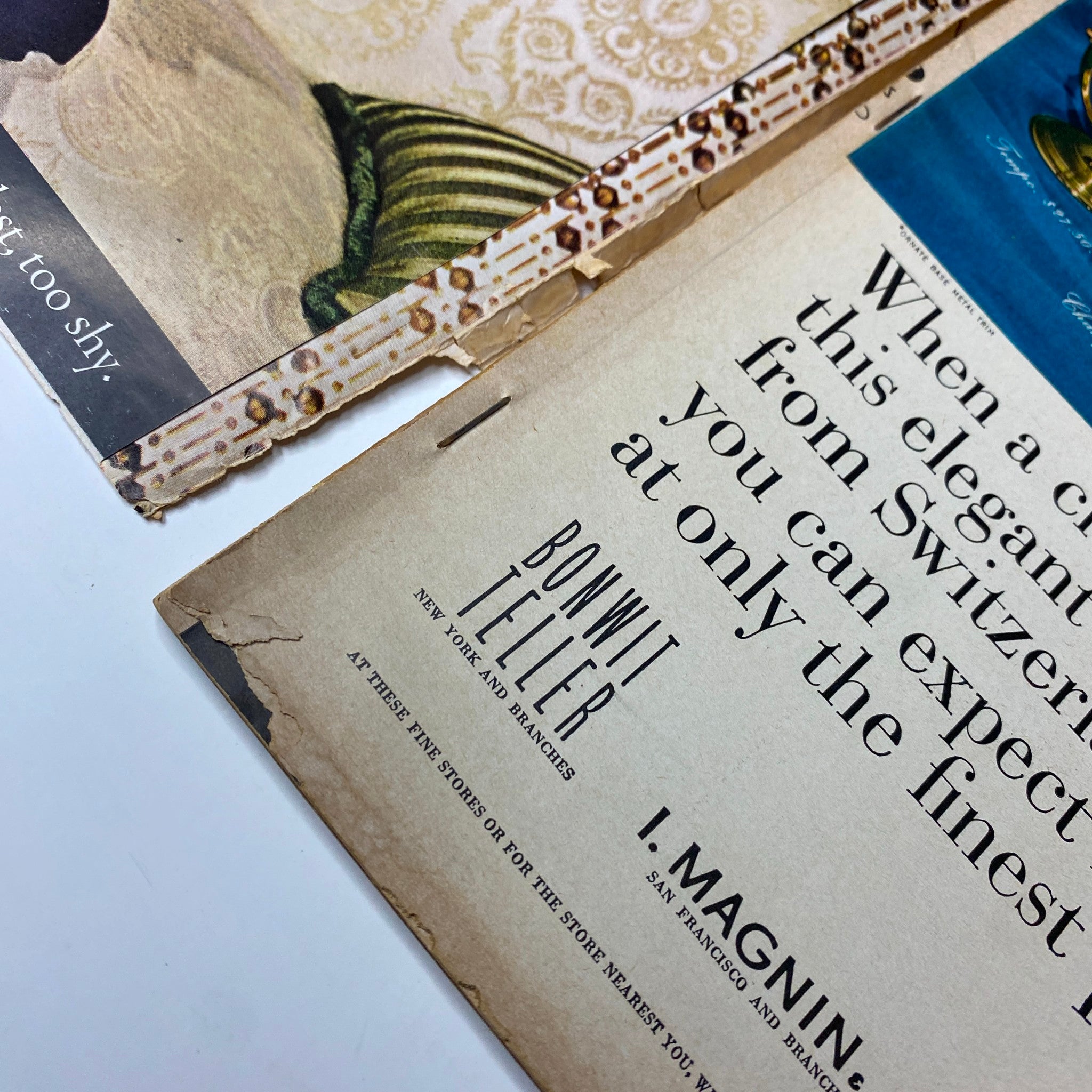 Interior page detail featuring an advertisement for Bonwit Teller in Vogue Magazine – November 15, 1965 – showcasing fashion and elegance.