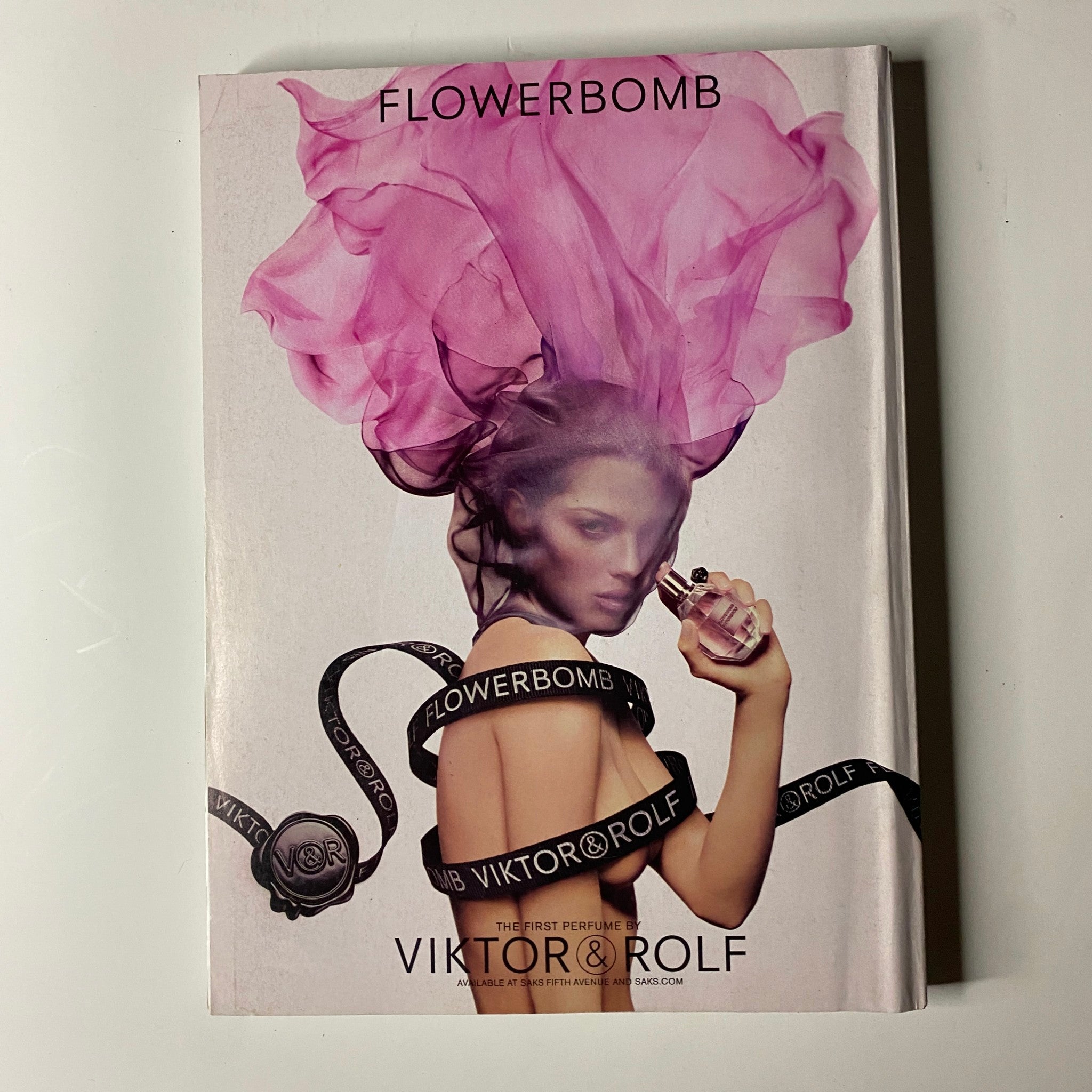 Vogue Magazine April 2007 Scarlett Johansson Cover No Label - Advertisement for Viktor & Rolf Flowerbomb perfume, highlighting a luxurious and artistic presentation.