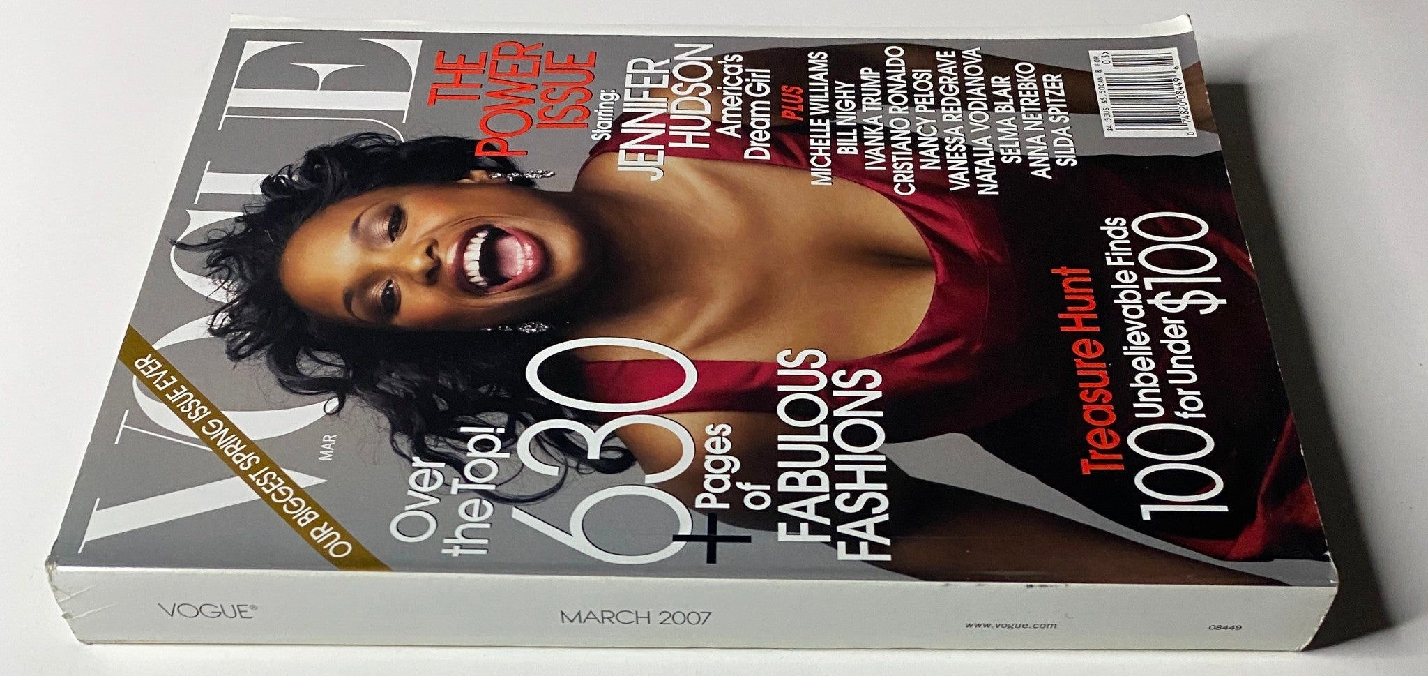 Another view of Vogue Magazine March 2007 with Jennifer Hudson smiling on the cover, highlighting the issue's focus on fabulous fashions and star power.