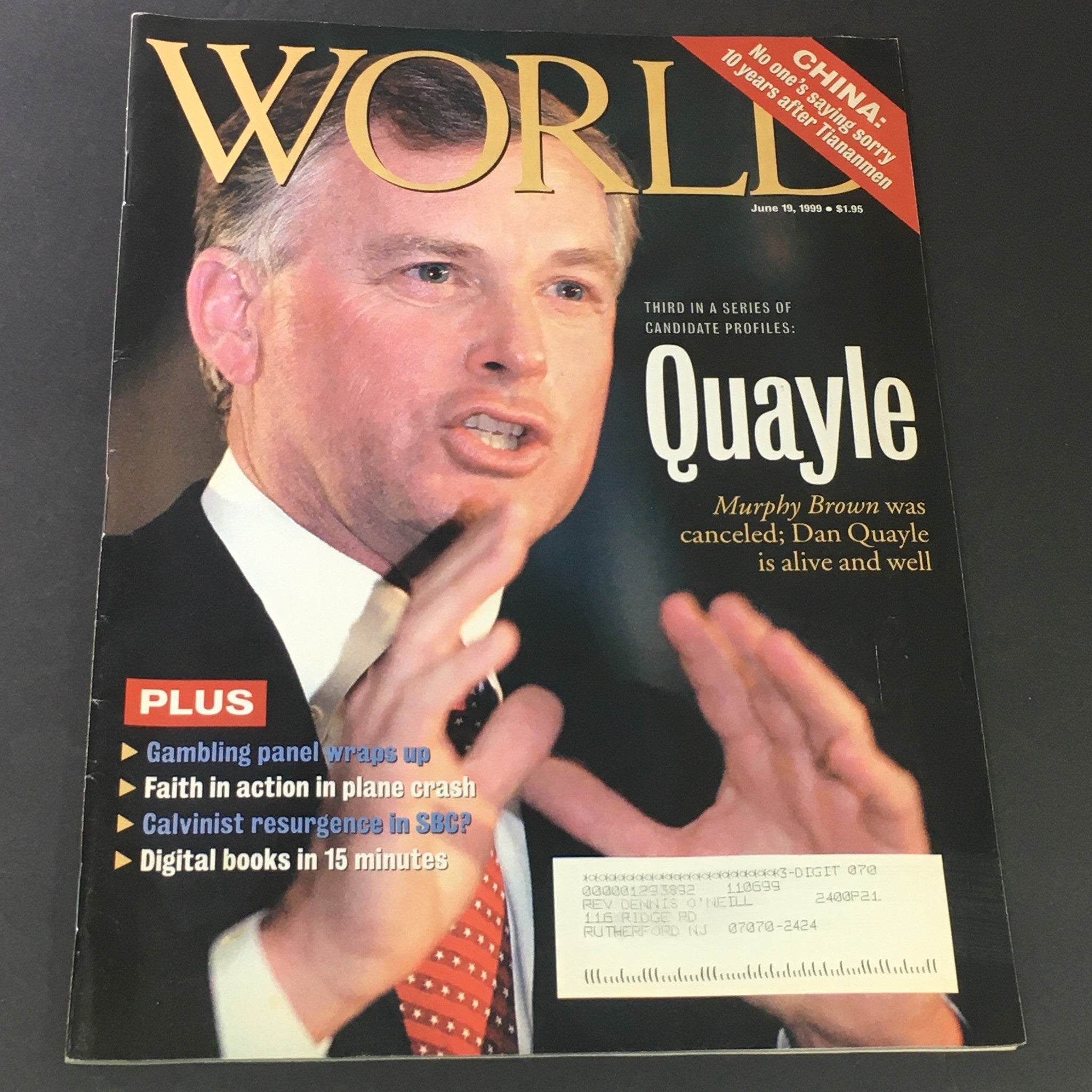 VTG World Magazine June 19 1999 - Candidate Profiles Murphy Brown / Dan Quayle