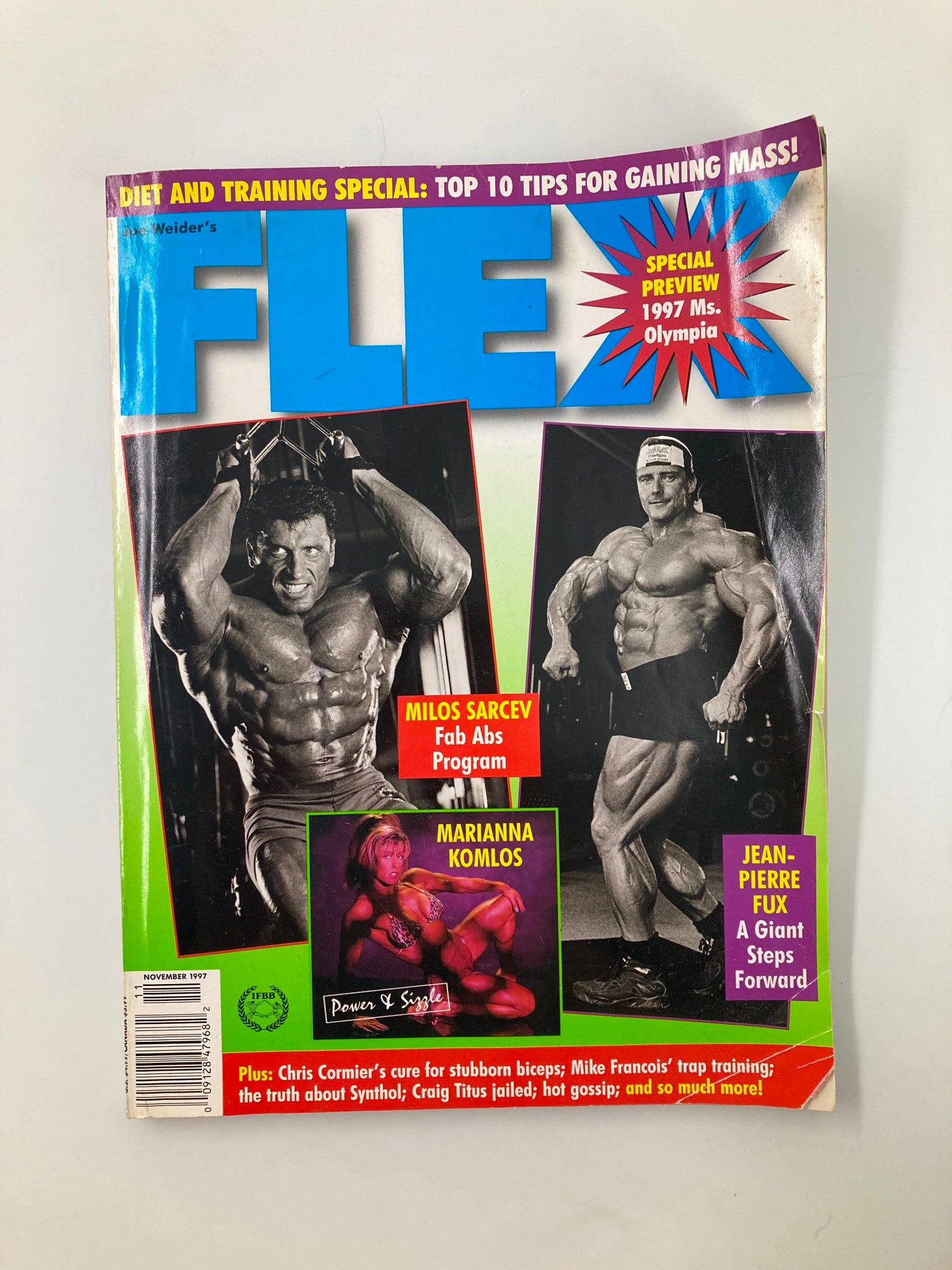 Joe Weider's Flex Magazine November 1997 Milos Sarcev, Marianna Komlos No Label