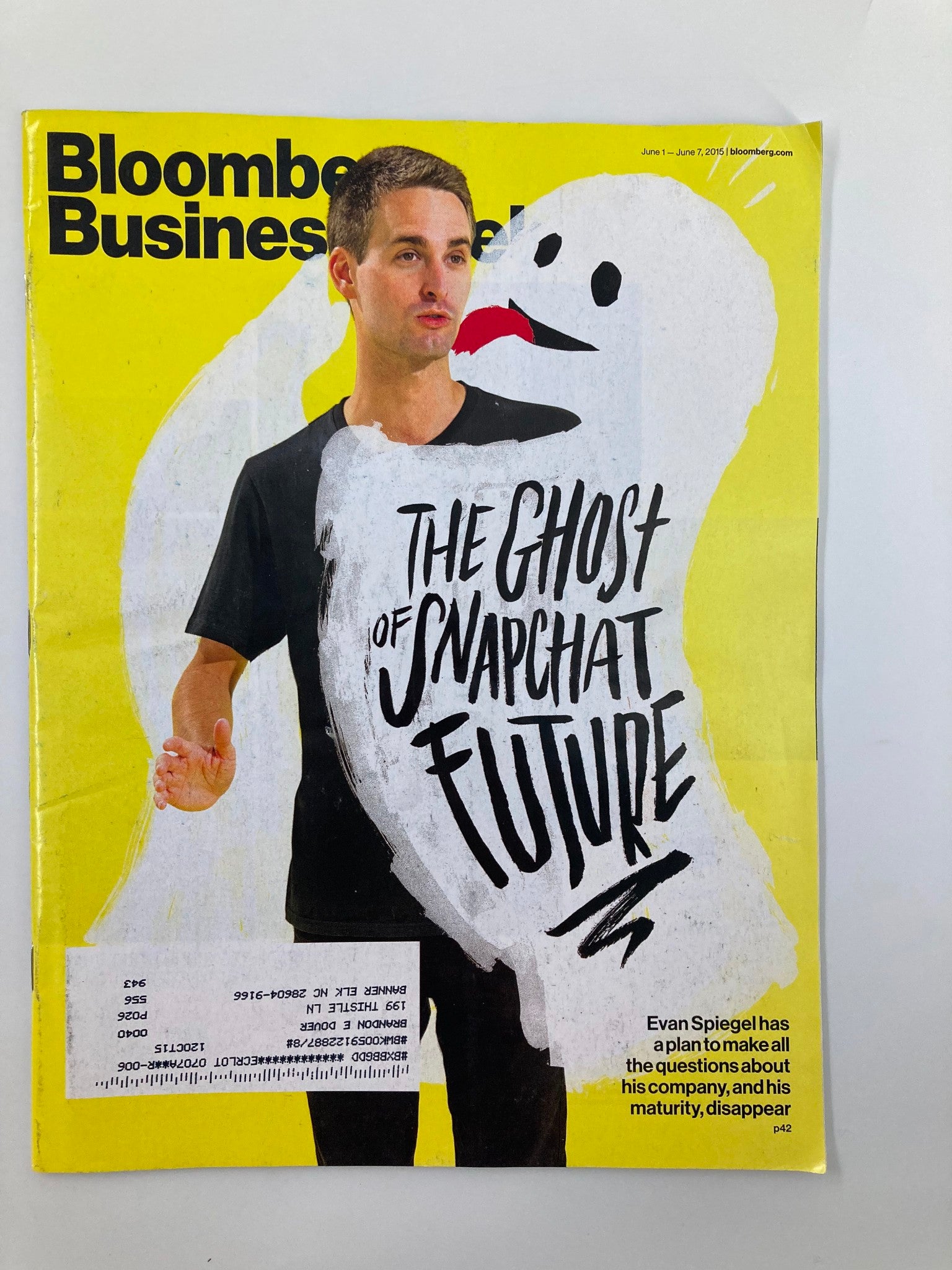 Bloomberg Businessweek Magazine June 1-7 2015 Evan Spiegel Ghost of Snapchat