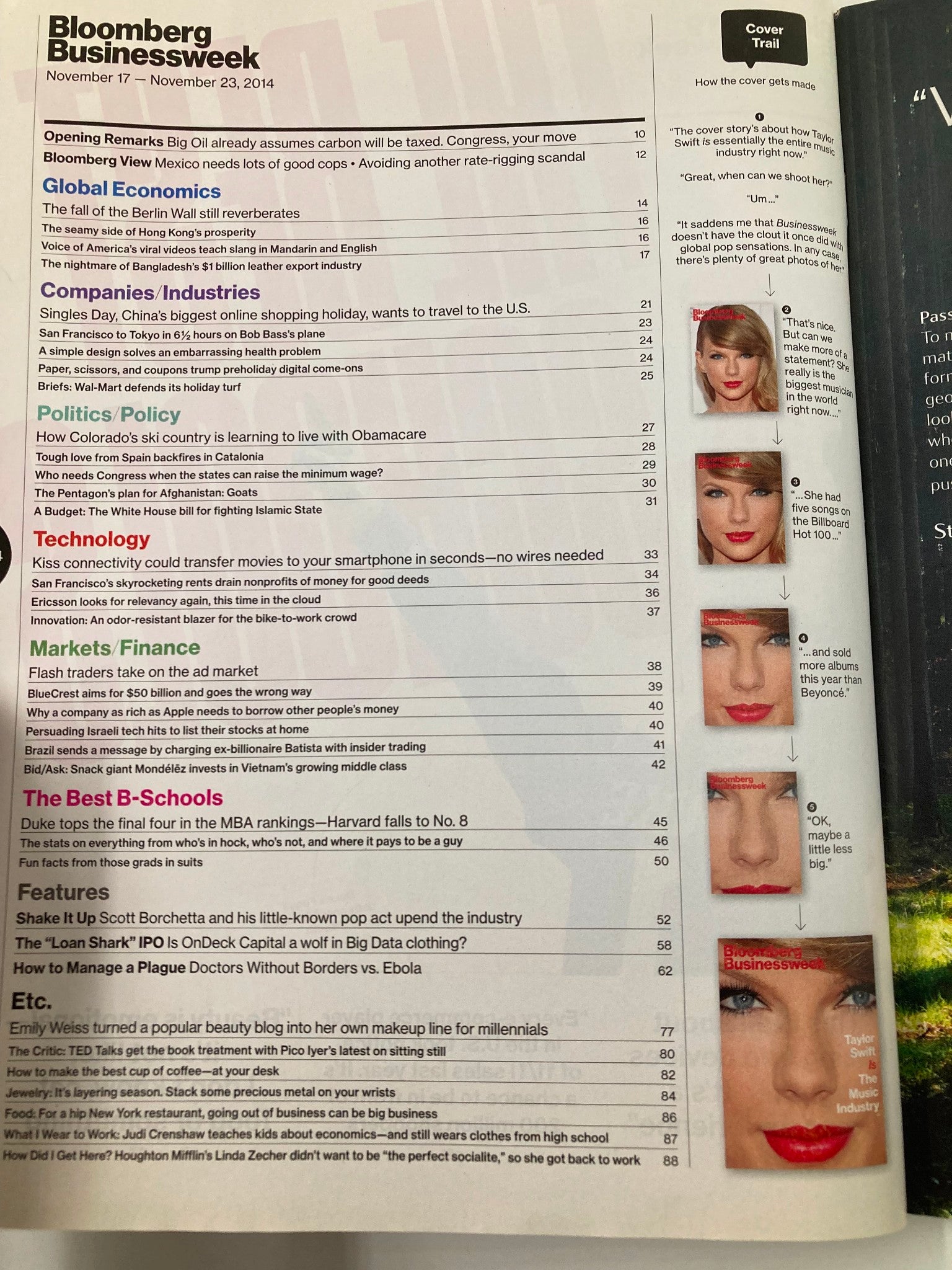 Bloomberg Businessweek Magazine November 17 2014 Taylor Swift is Music Industry