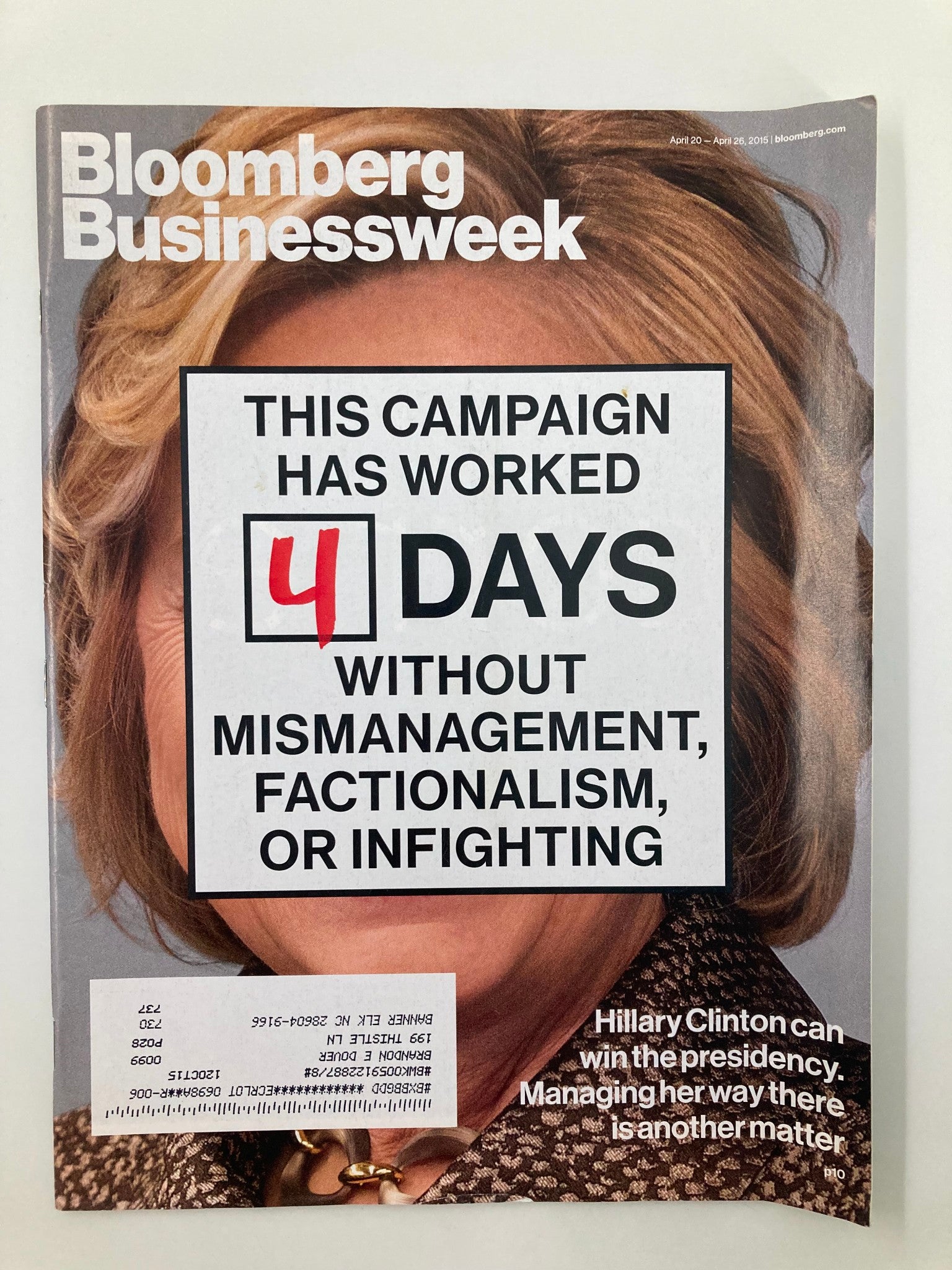 Bloomberg Businessweek Magazine April 20 2015 Hillary Clinton Can Win Presidency