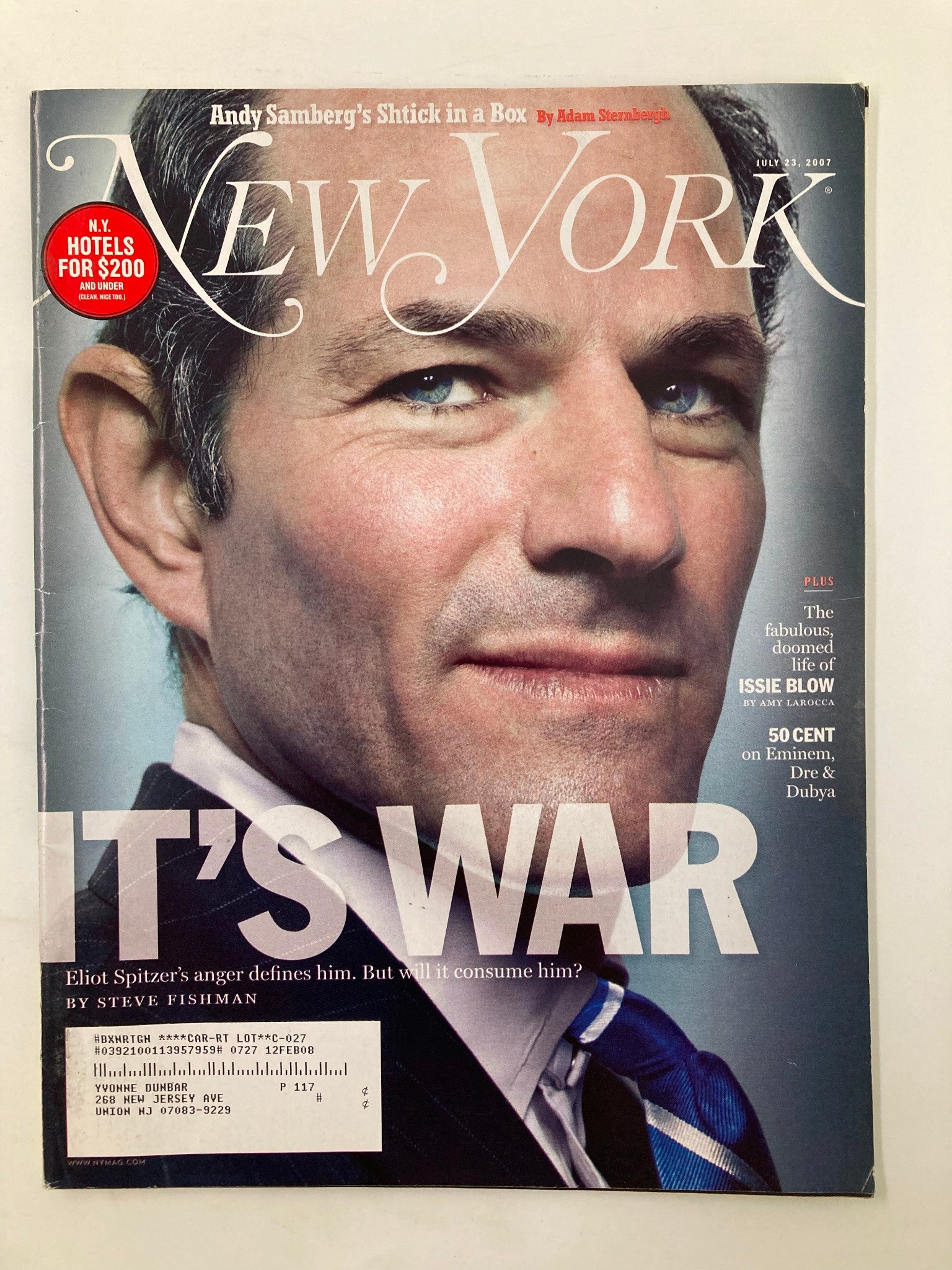 New York Magazine July 23 2007 Eliot Spitzer's Anger Defines Him It's War