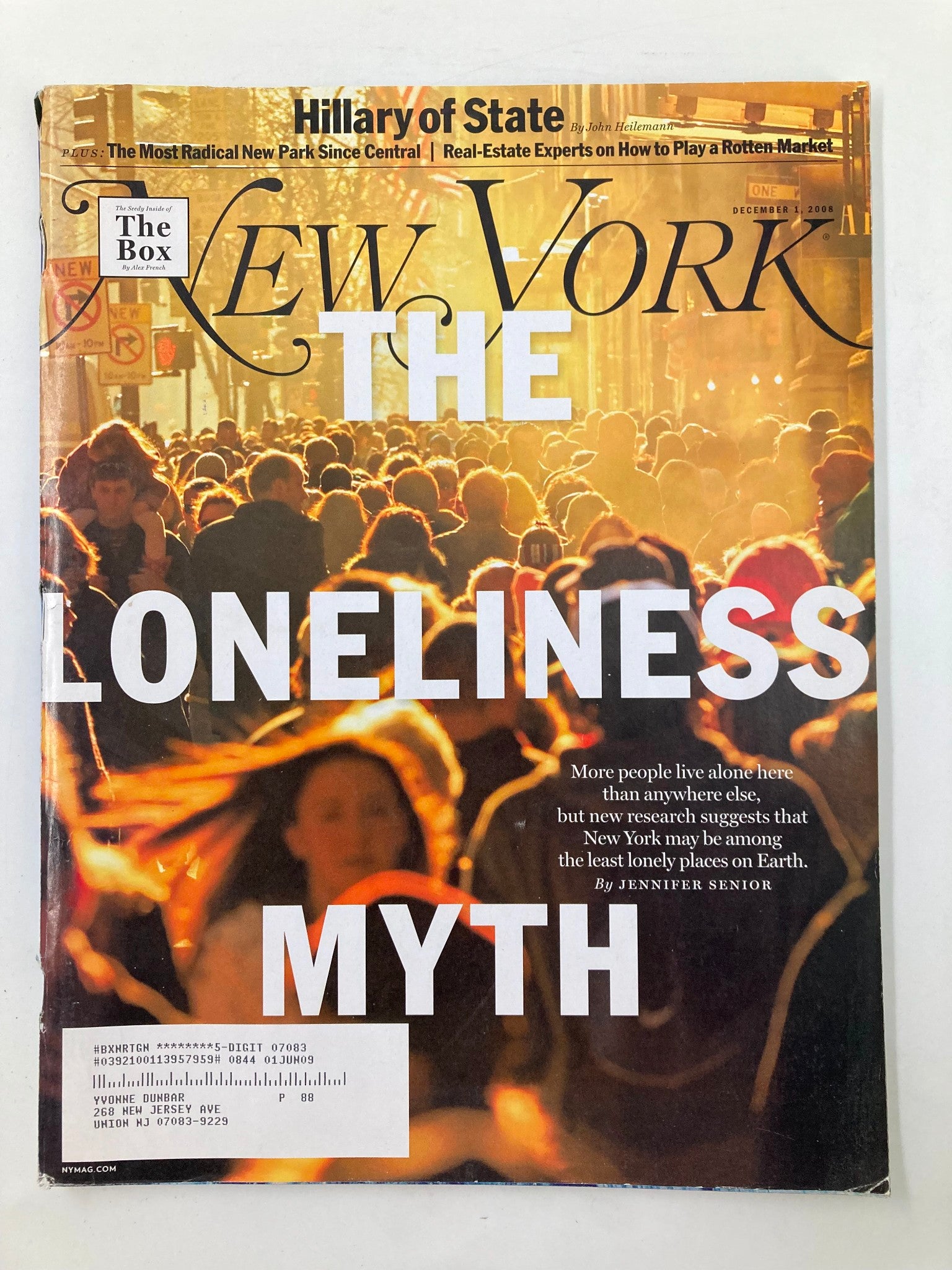 New York Magazine December 1 2008 The Loneliness Myth More People Live Alone