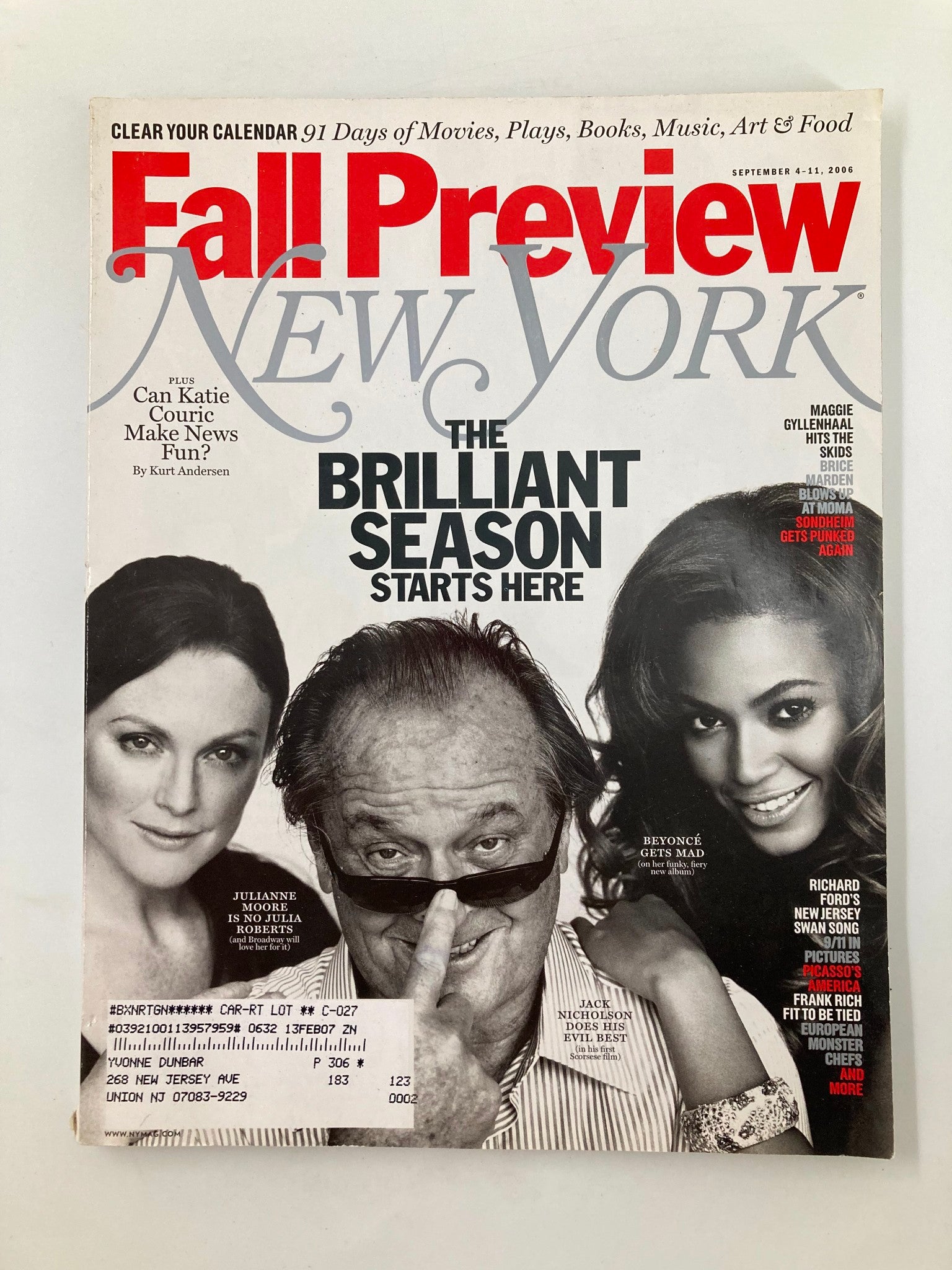 New York Magazine September 4 2006 Julianne Moore, Jack Nicholson & Beyonce