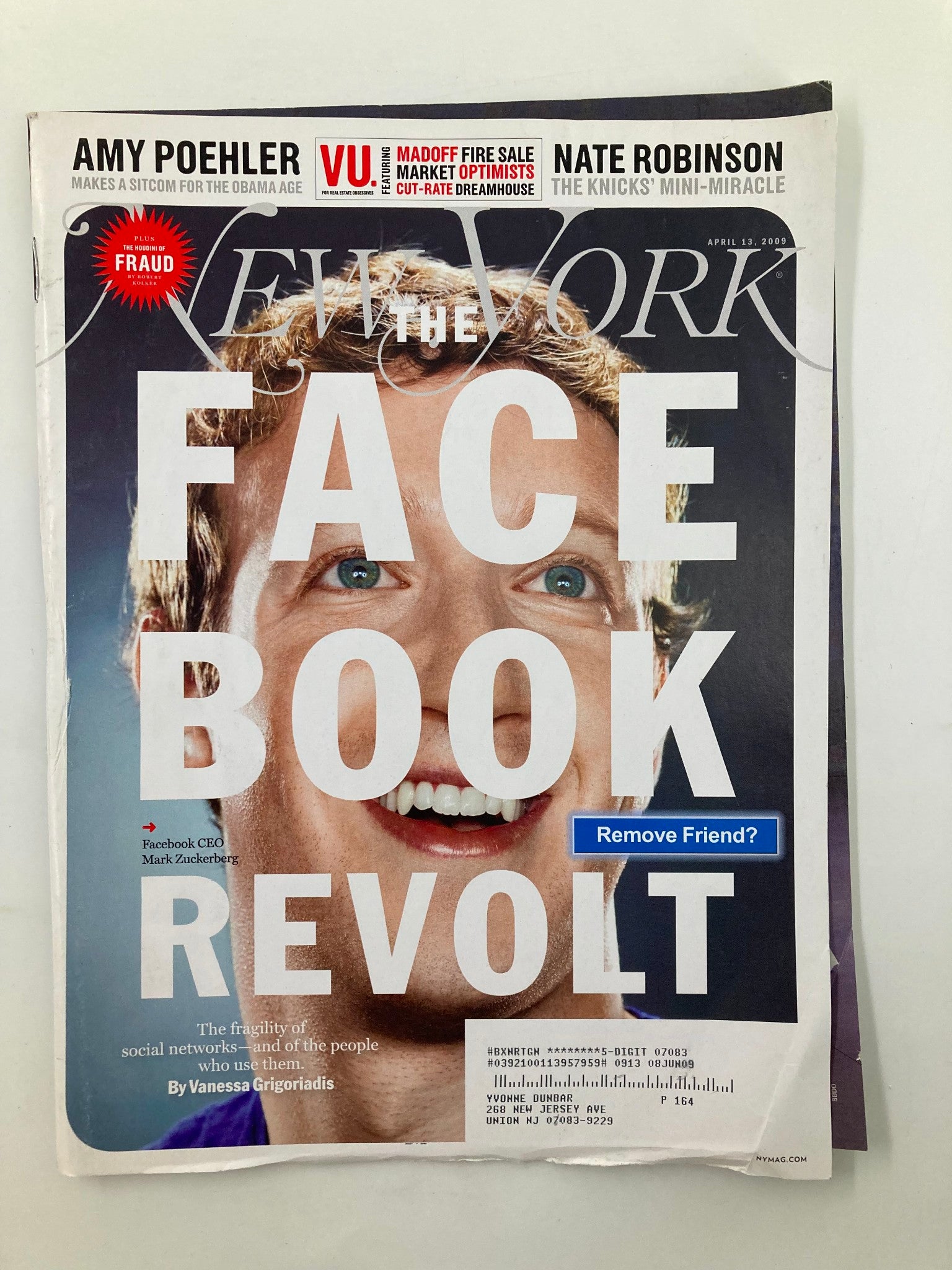 New York Magazine April 13 2009 Facebook CEO Mark Zuckerberg Social Networks