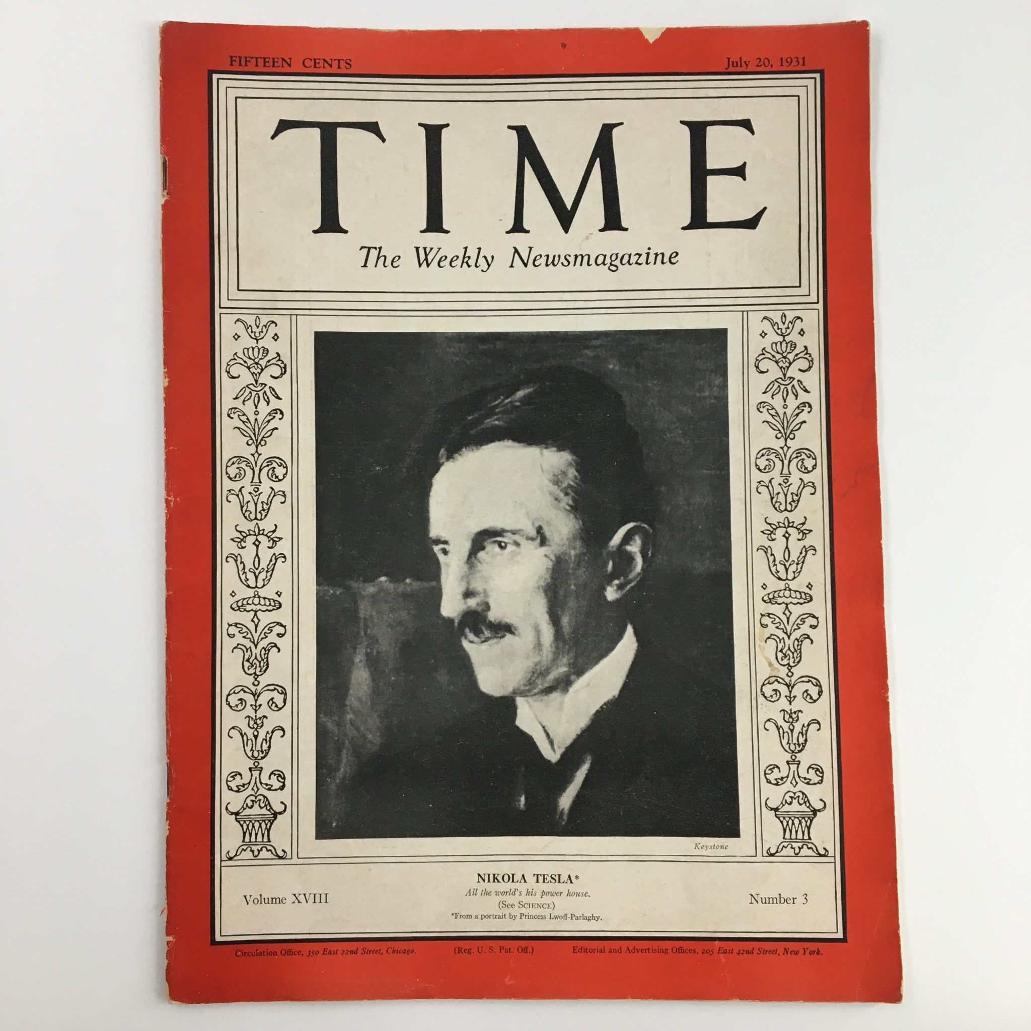 VTG Time Magazine July 20 1931 Vol 18 #3 American Inventor Nikola Tesla