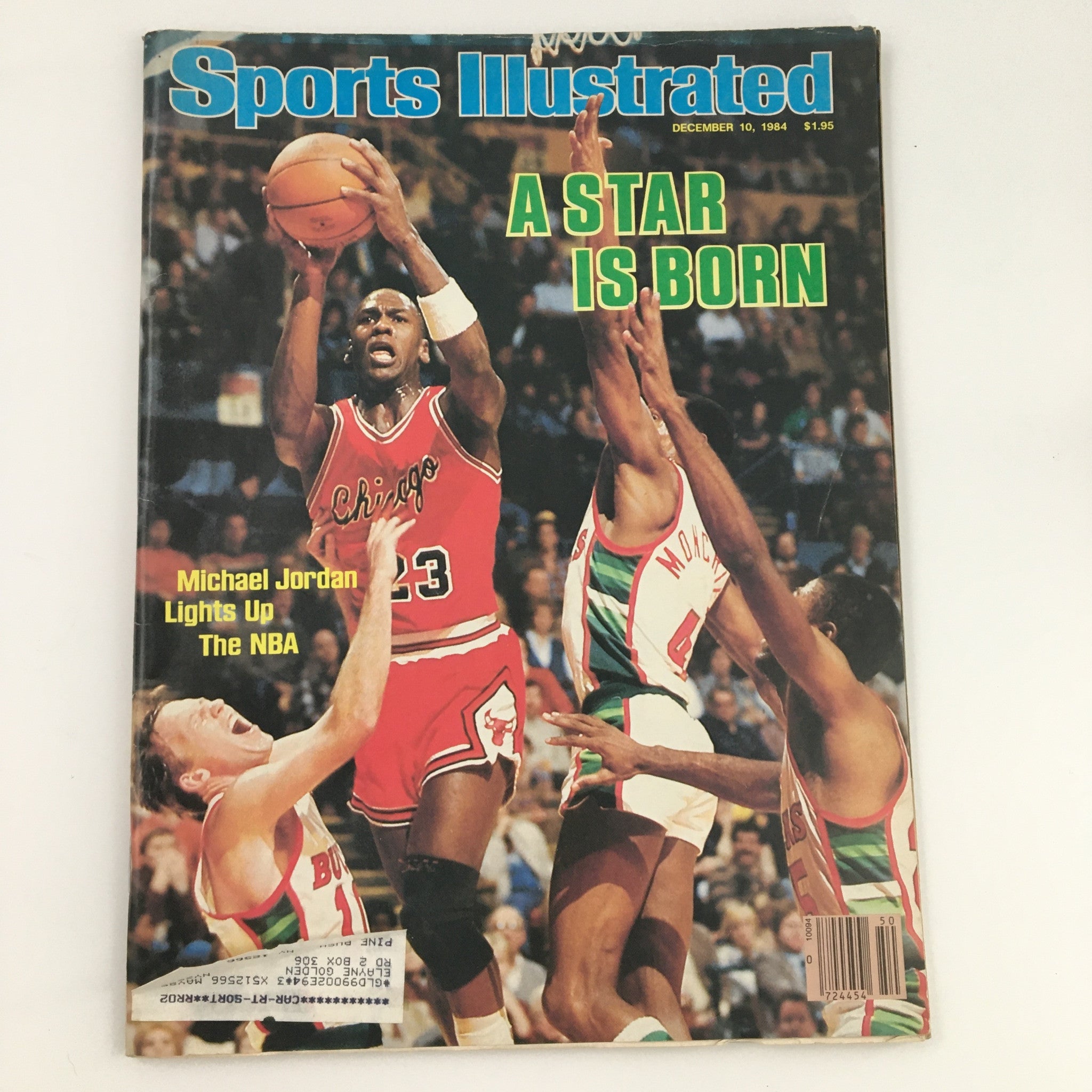 Cover of Sports Illustrated Magazine, December 10, 1984, featuring NBA's Michael Jordan with the headline 'A Star Is Born