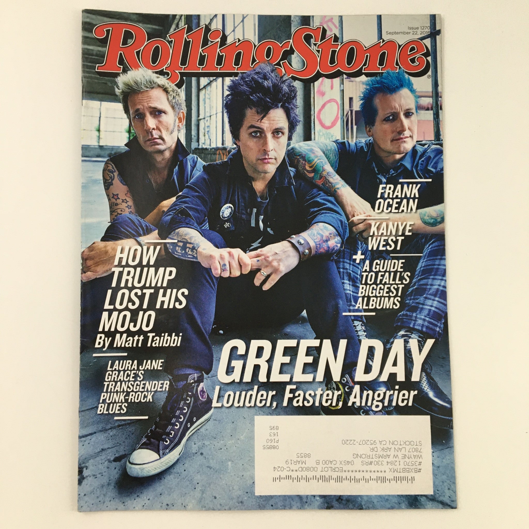 Rolling Stone Magazine September 22 2016 #1270 Green Day's Billy Armstrong