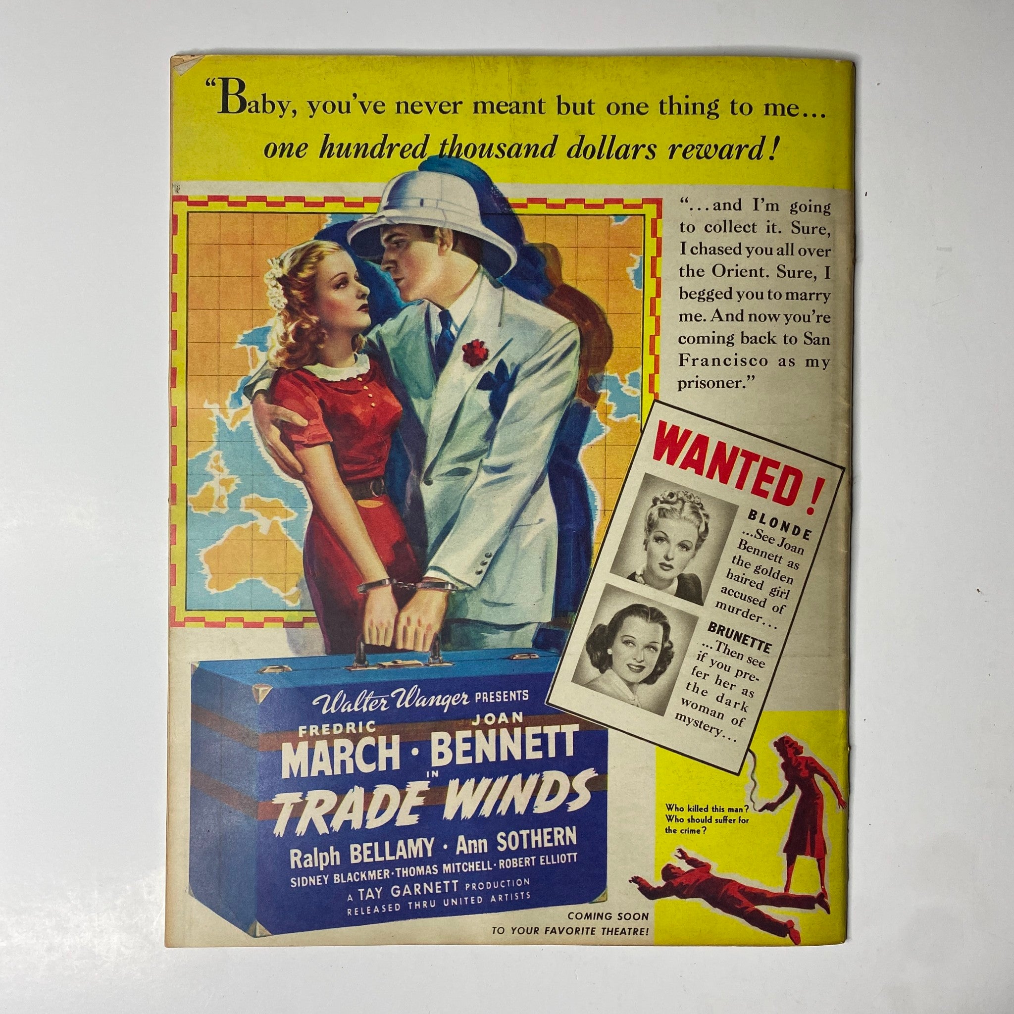 Cover of Look Magazine December 20, 1938 featuring a promotional poster for the film 'Trade Winds' with a romantic illustration, capturing the nostalgic essence of 1930s cinema.