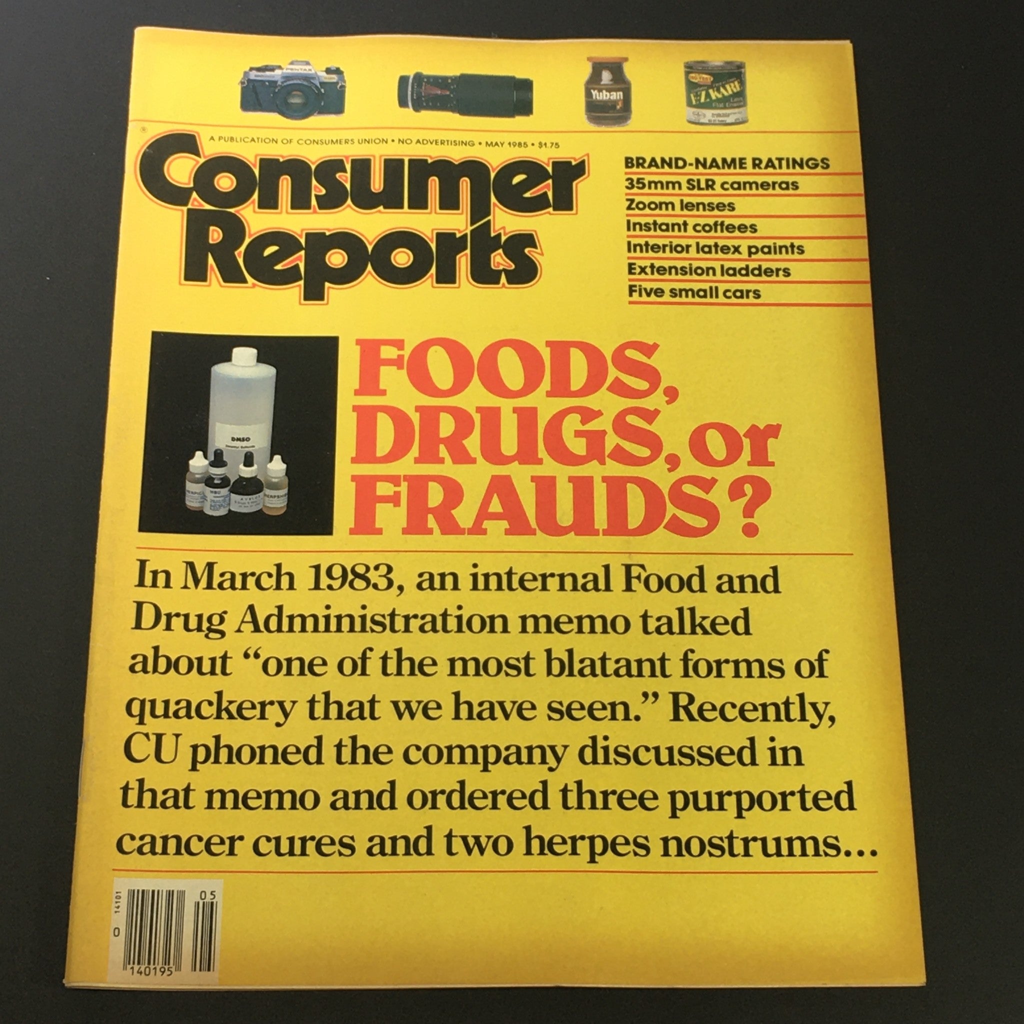 VTG Consumer Reports Magazine May 1985 - Food, Drugs, or Frauds? / Newsstand