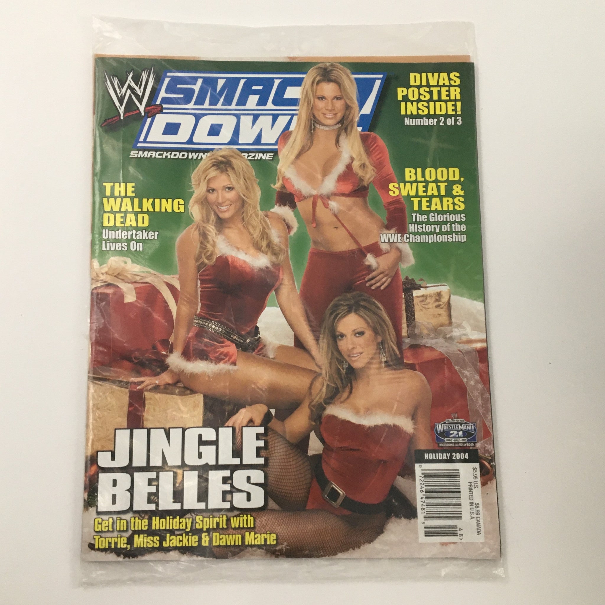 WWE Smack Down Magazine Holiday 2004 Torrie, Miss Jackie, Dawn Marie, w Poster