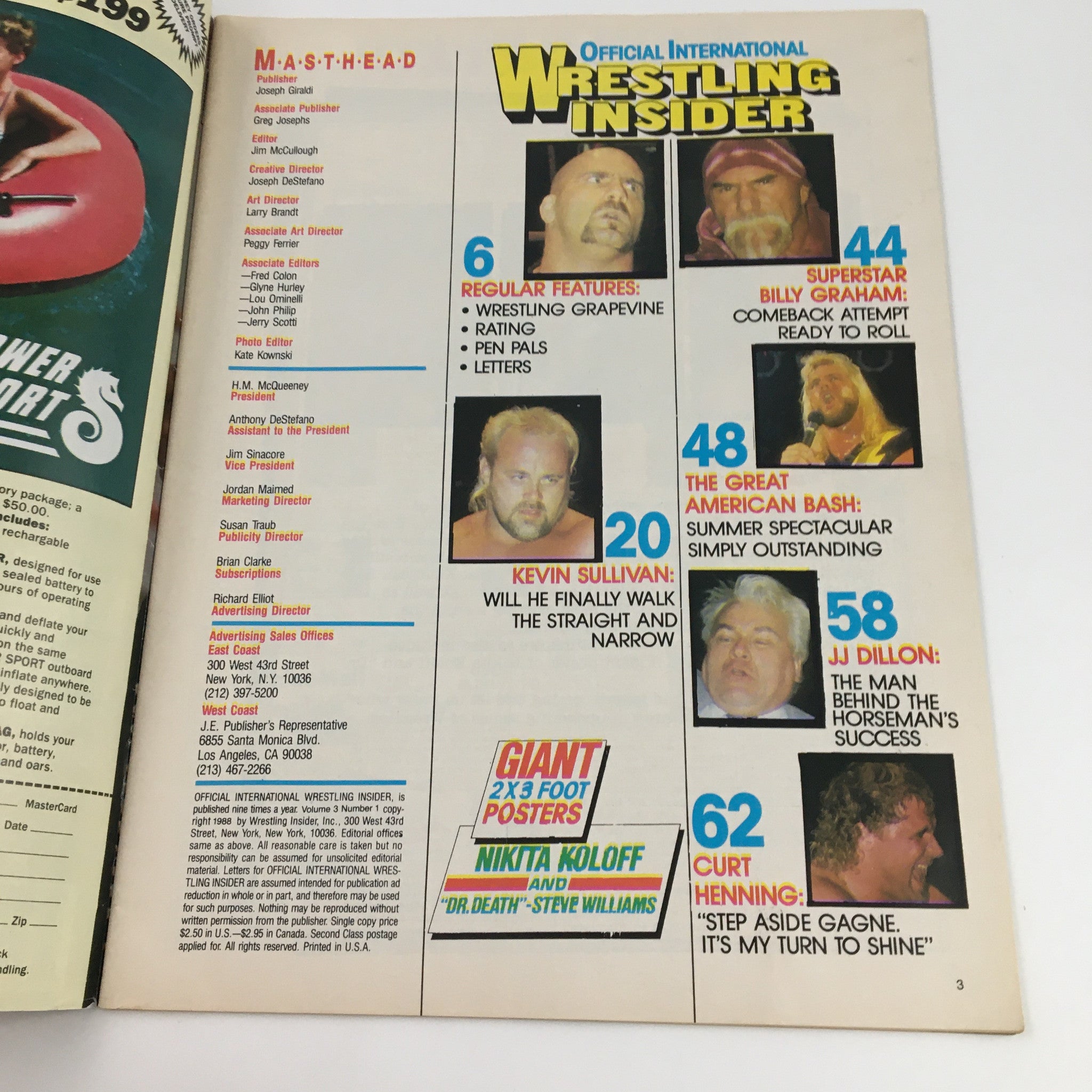 Wrestling Insider Magazine January 1988 Billy Graham No Label