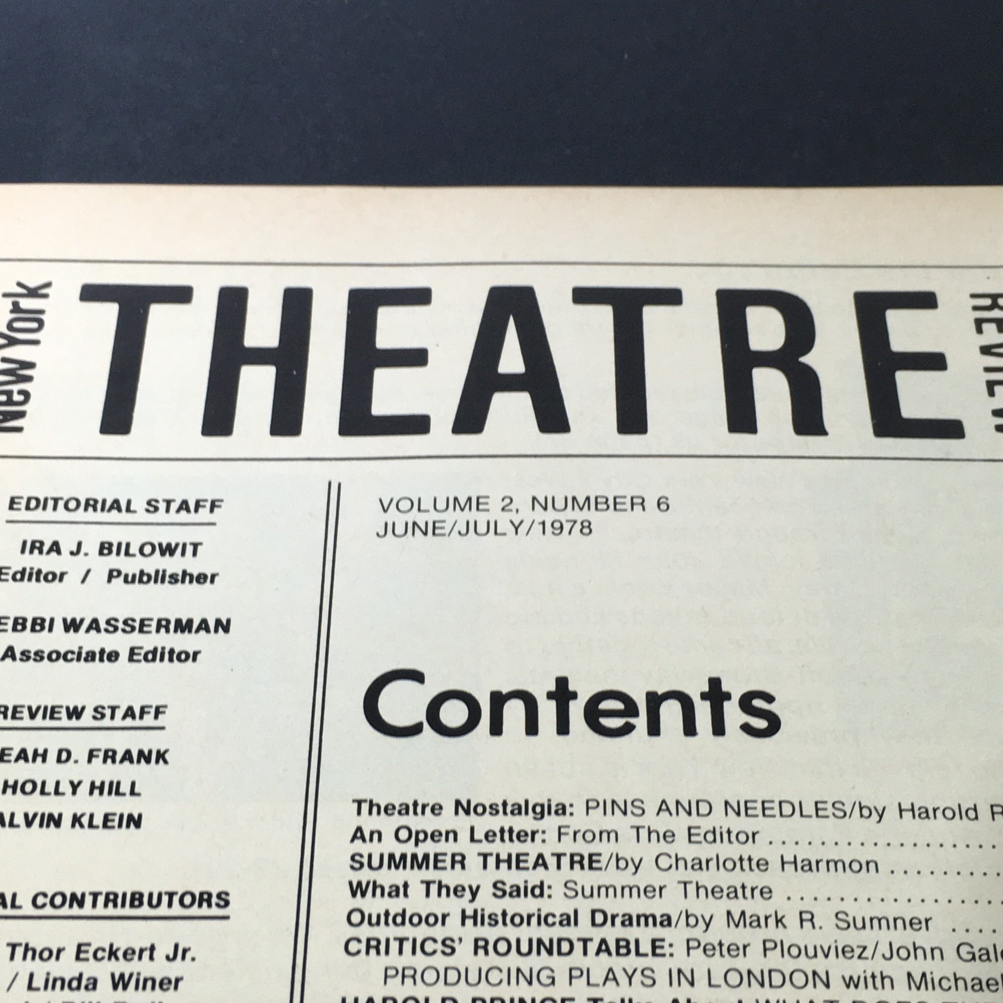 VTG New York Theatre Review Magazine June-July 1978 - Vancouver Playhouse