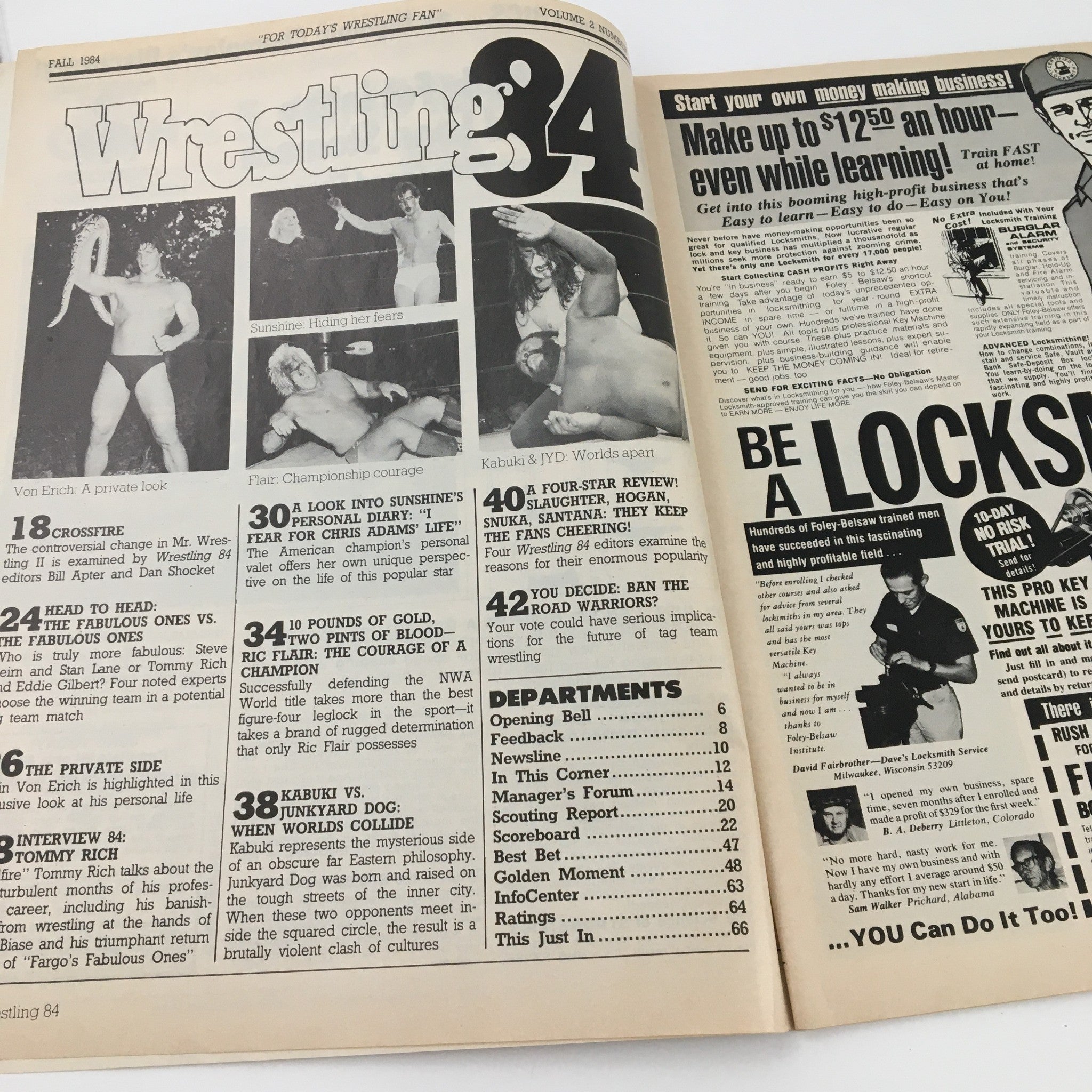 Wrestling Magazine Fall 1984 Ric Flair, Tommy Rich, Kabuki, No Label