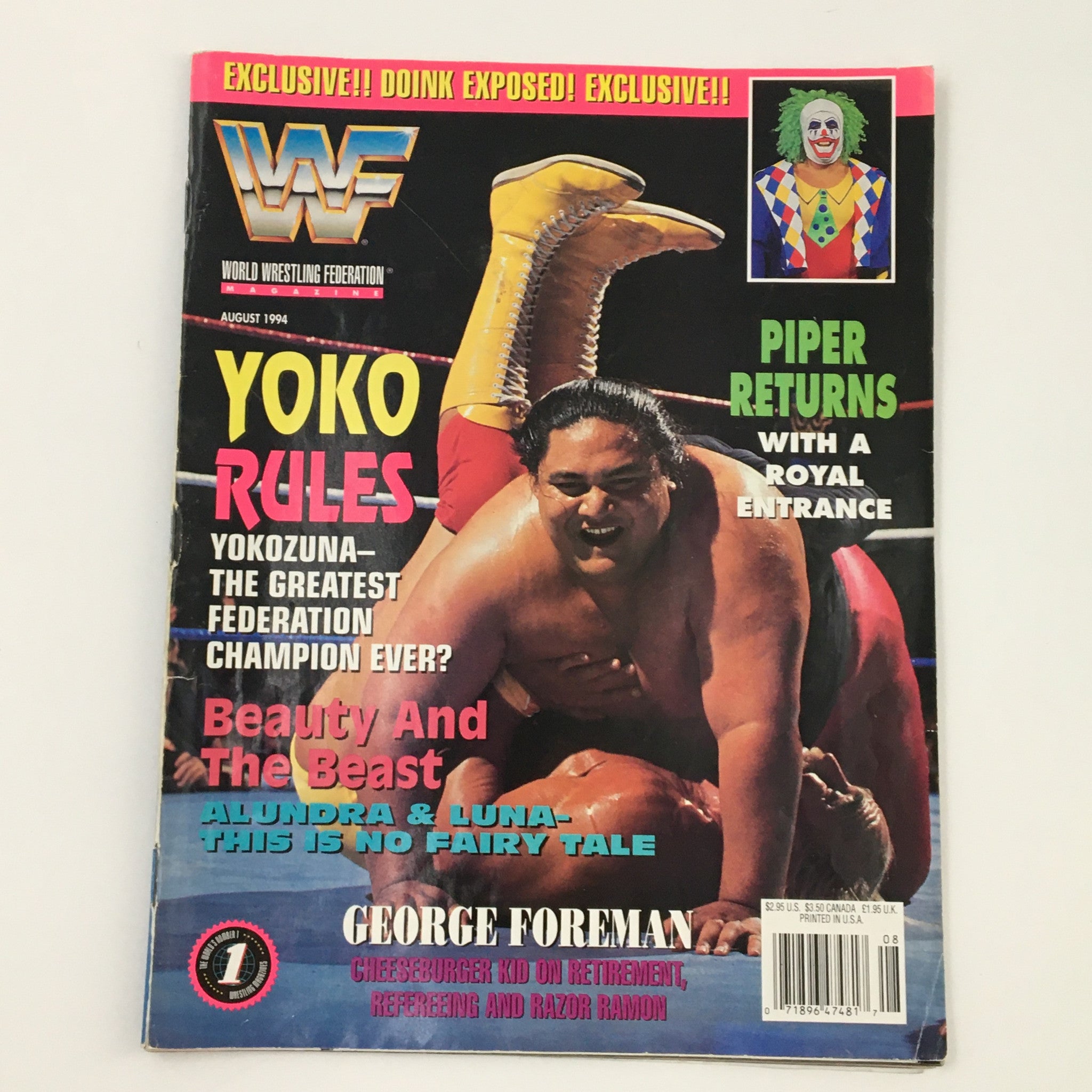 WWF Magazine August 1994 Yokozuna, Alundra & Luna, Rody Piper No Label