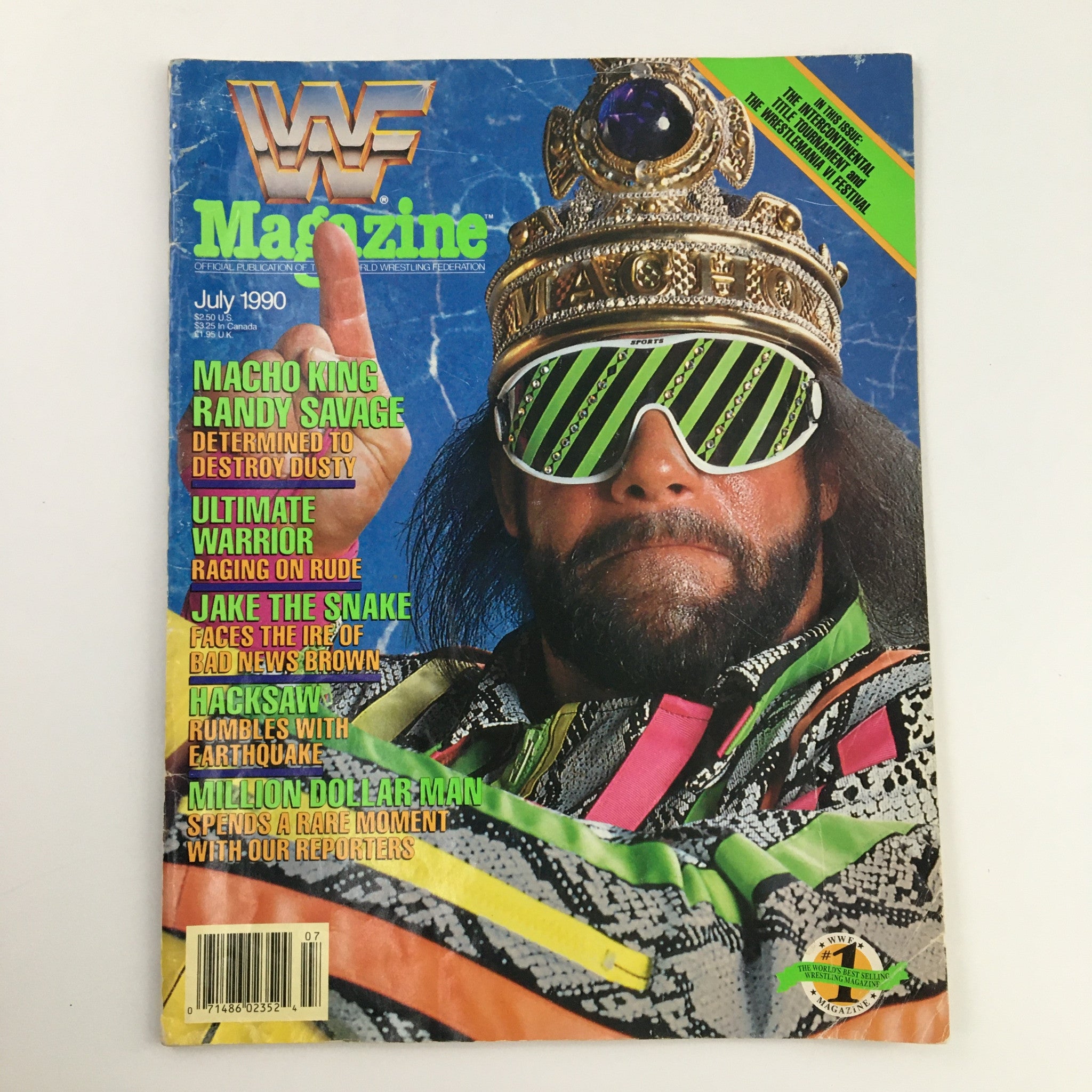 WWF Magazine July 1990 Randy Savage, Jake The Snake, Hacksaw, No Label