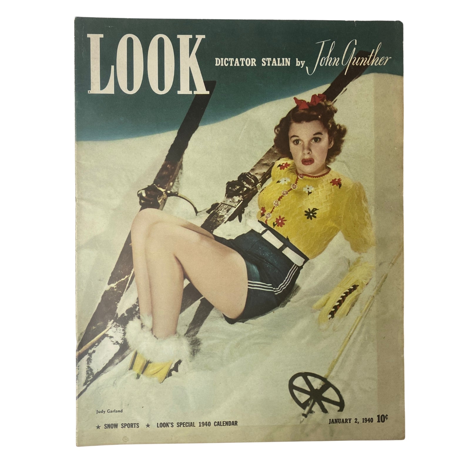 Look Magazine cover from January 2, 1940 featuring Judy Garland, showcasing her youthful charm and vibrant style. The edition highlights key articles including labor issues and film previews.