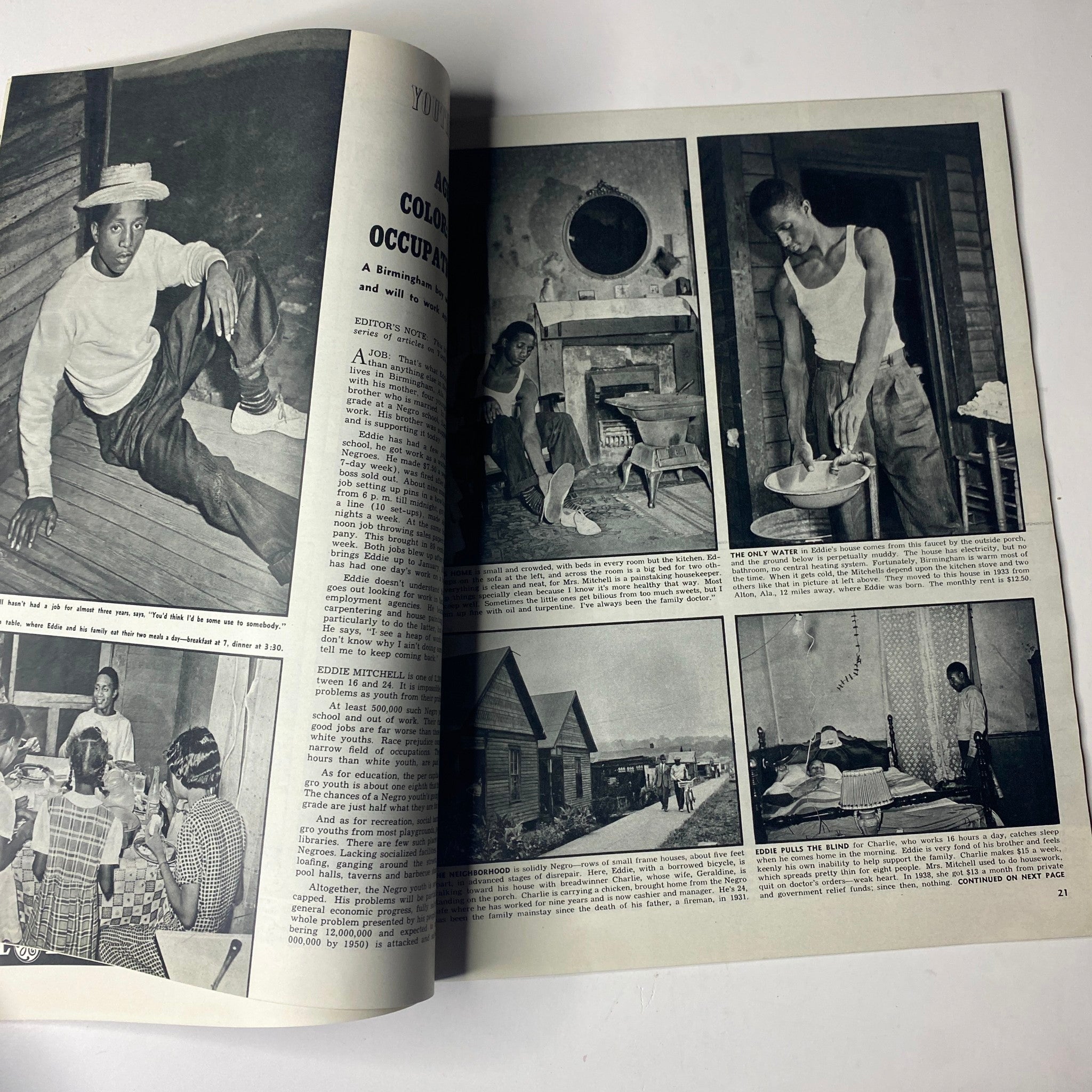 Interior pages of Look Magazine, December 3, 1940, showcasing images and articles about minority experiences and daily life during the era.