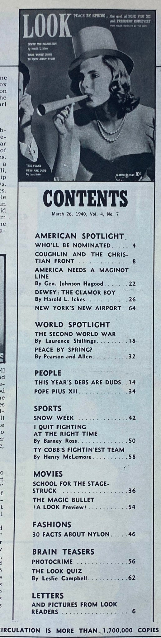 Look Magazine March 26, 1940 This Year's Debs Are Duds No Label VG