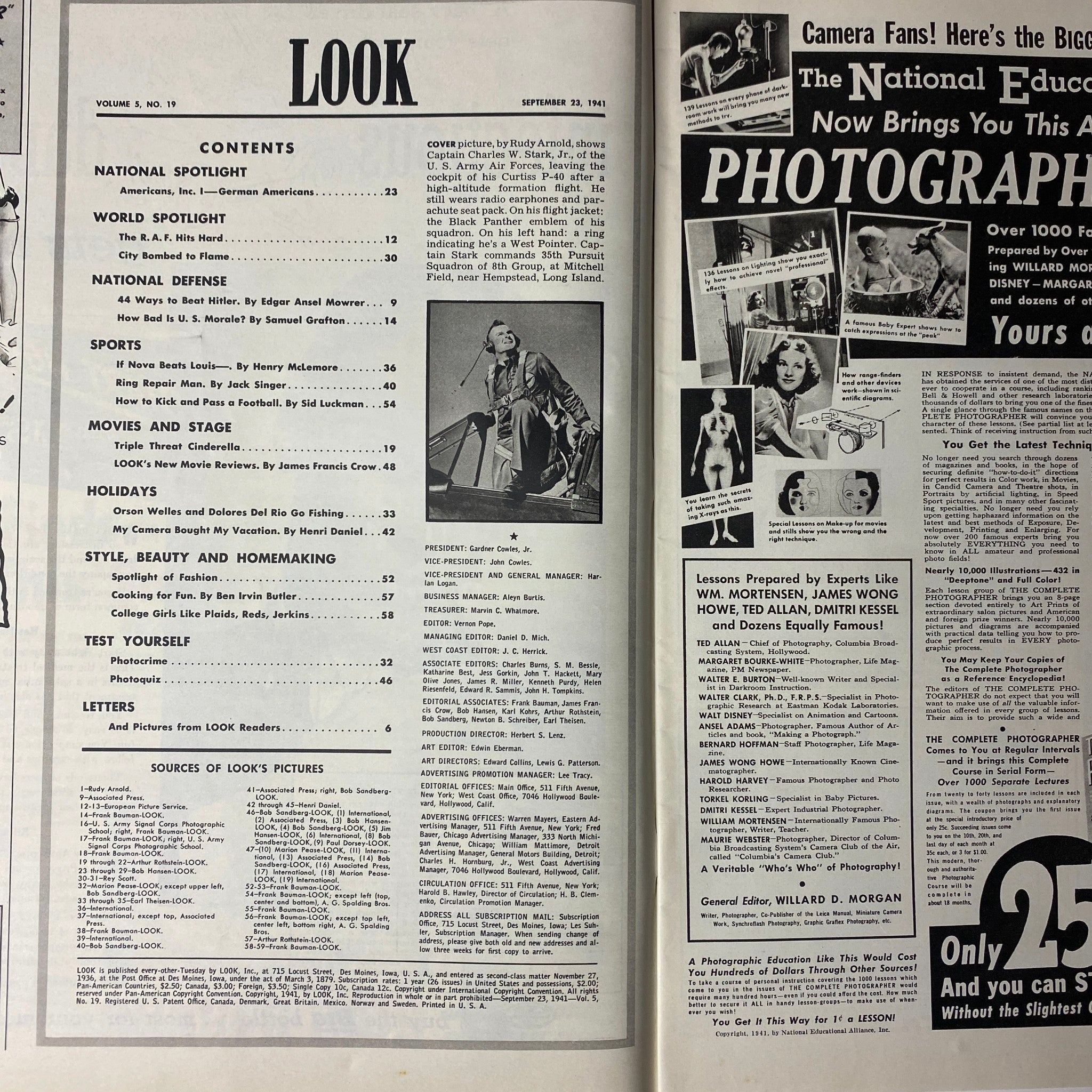 Look Magazine September 23, 1941 Captain Charles W. Stark Jr. No Label VG