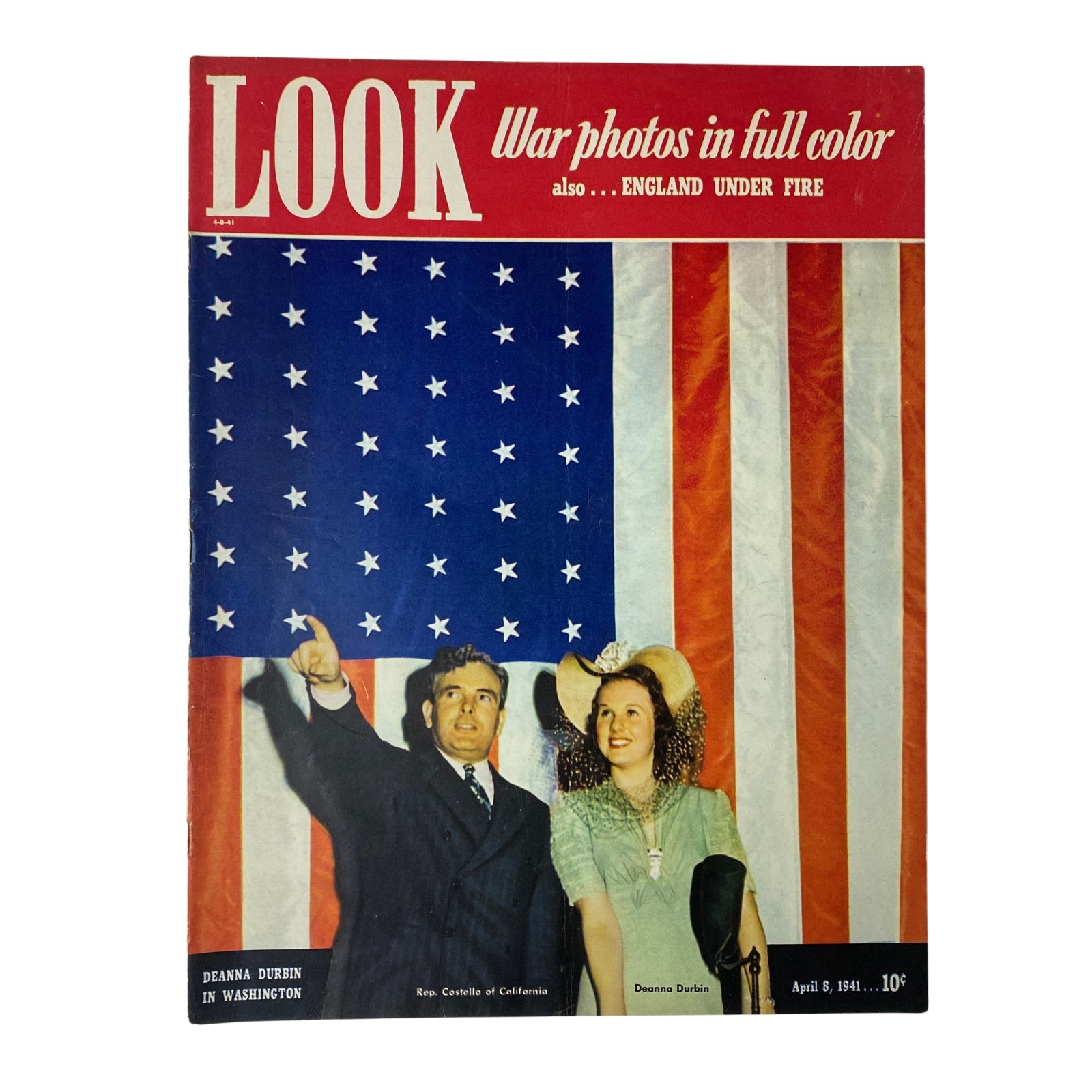 Look Magazine April 8, 1941 Deanna Durbin & Representative Costello No Label VG