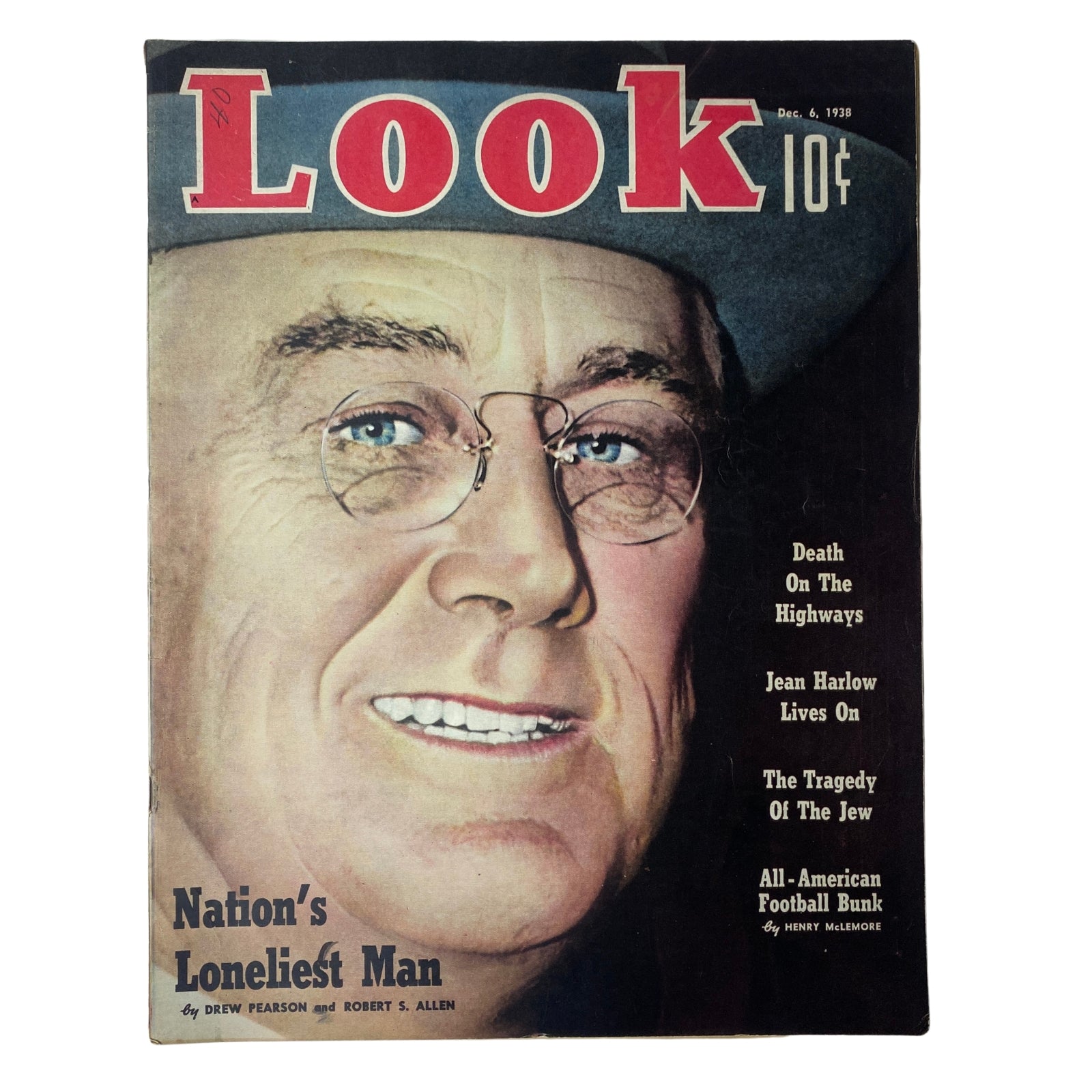Cover of Look Magazine December 6, 1938 featuring Franklin D. Roosevelt, highlighting the article 'Nation’s Loneliest Man' by Drew Pearson and Robert S. Allen.