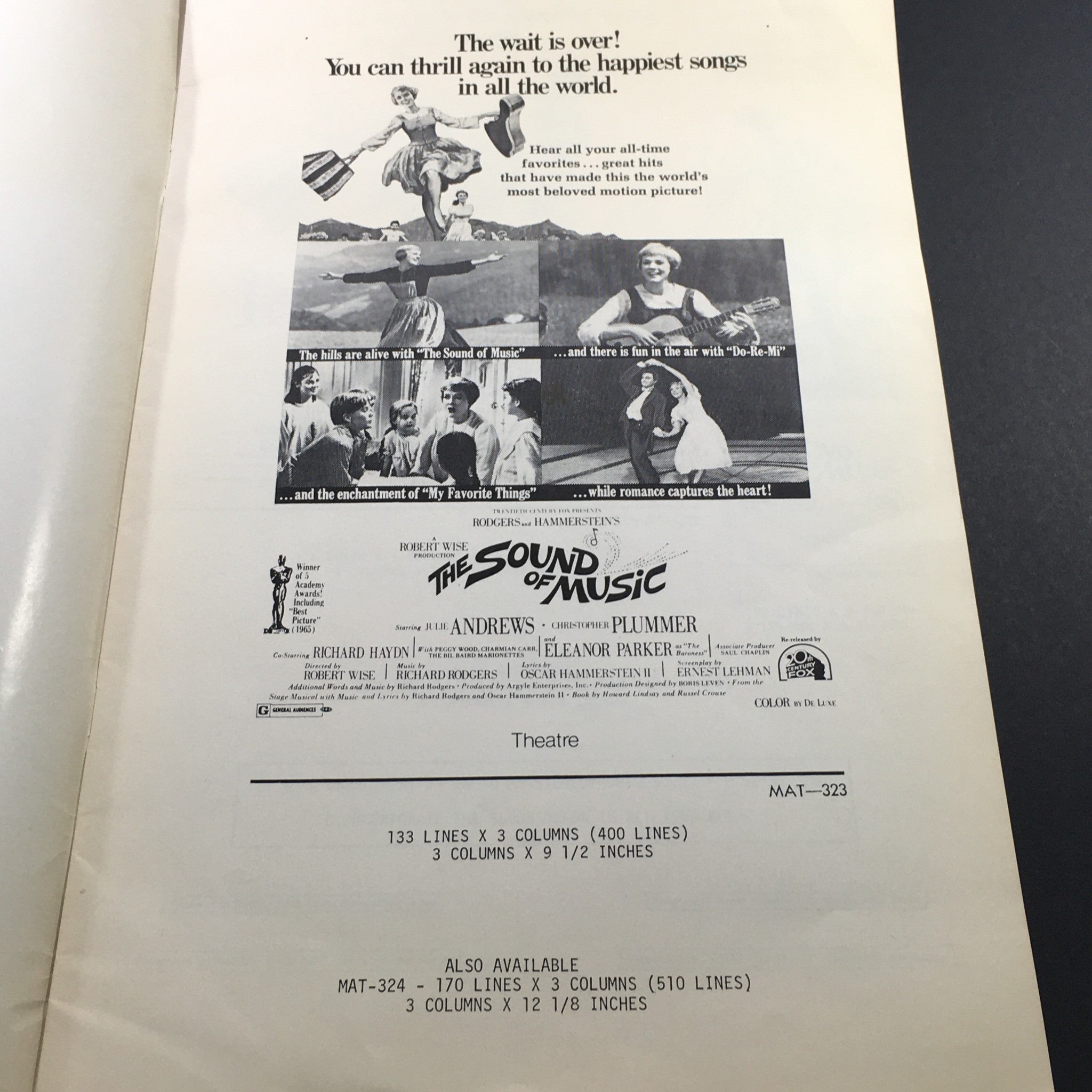 VTG Pressbook Local Reviews 1973 - Julie Andrews' The Sound of Music / Newsstand