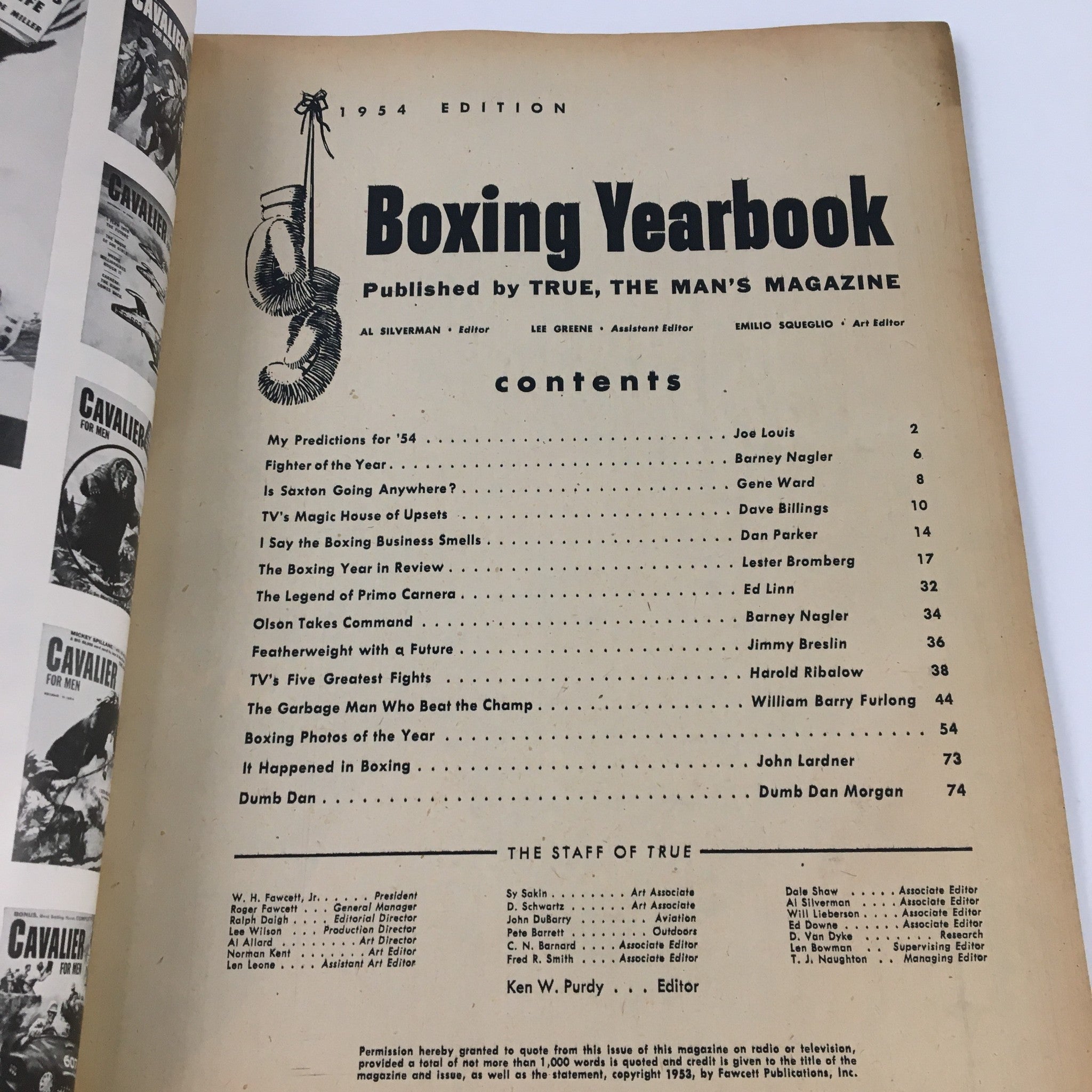 True Magazine 1954 Boxing Yearbook The Legend of Primo Carnera, No Label