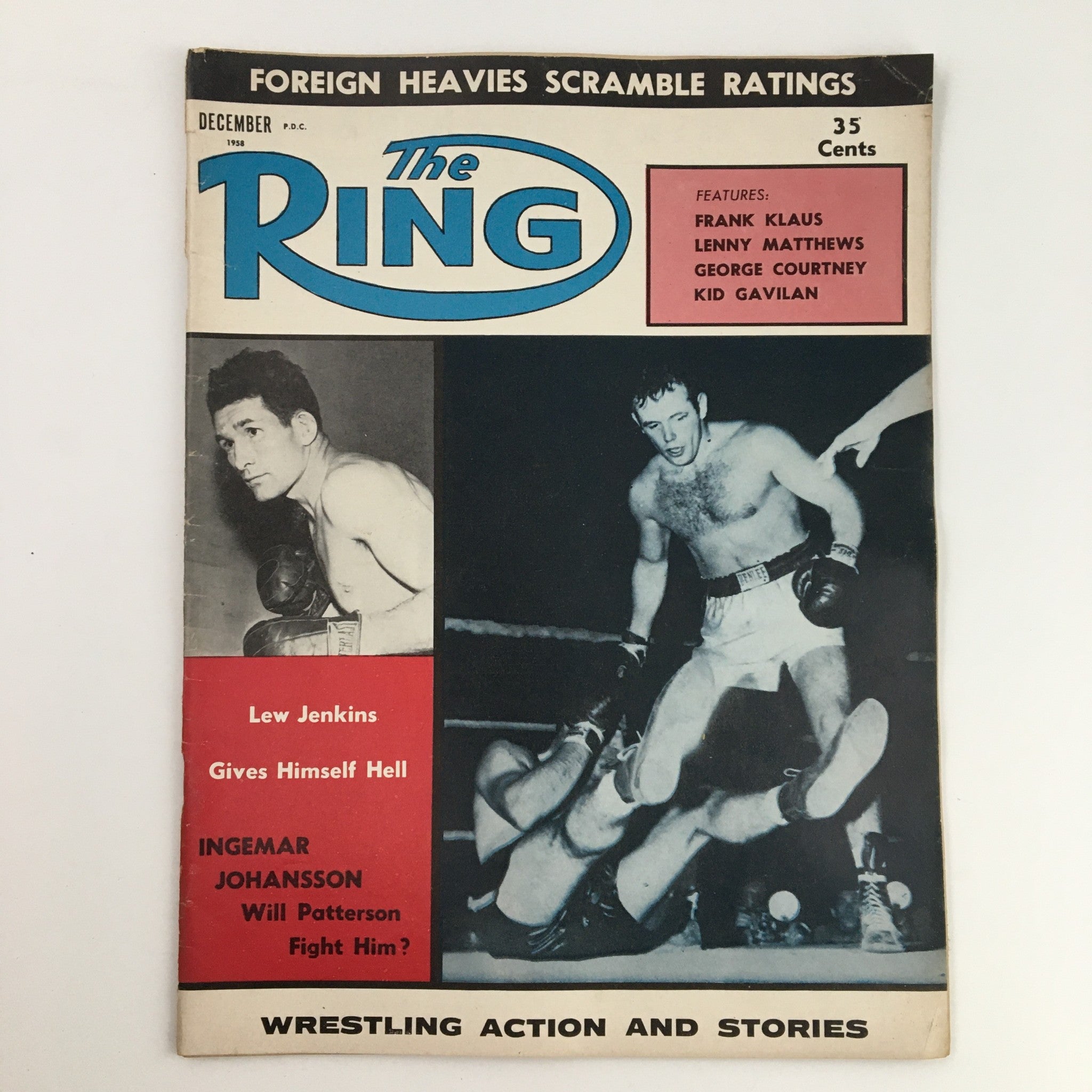 The Ring Boxing Magazine December 1958 Lew Jenkins & Ingemar Johansson, No Label