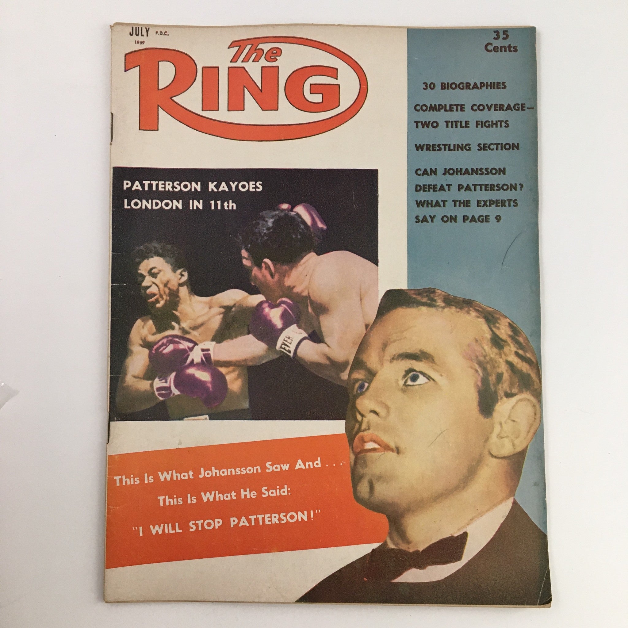 The Ring Boxing Magazine July 1959 Floyd Patterson & Ingemar Johansson, No Label