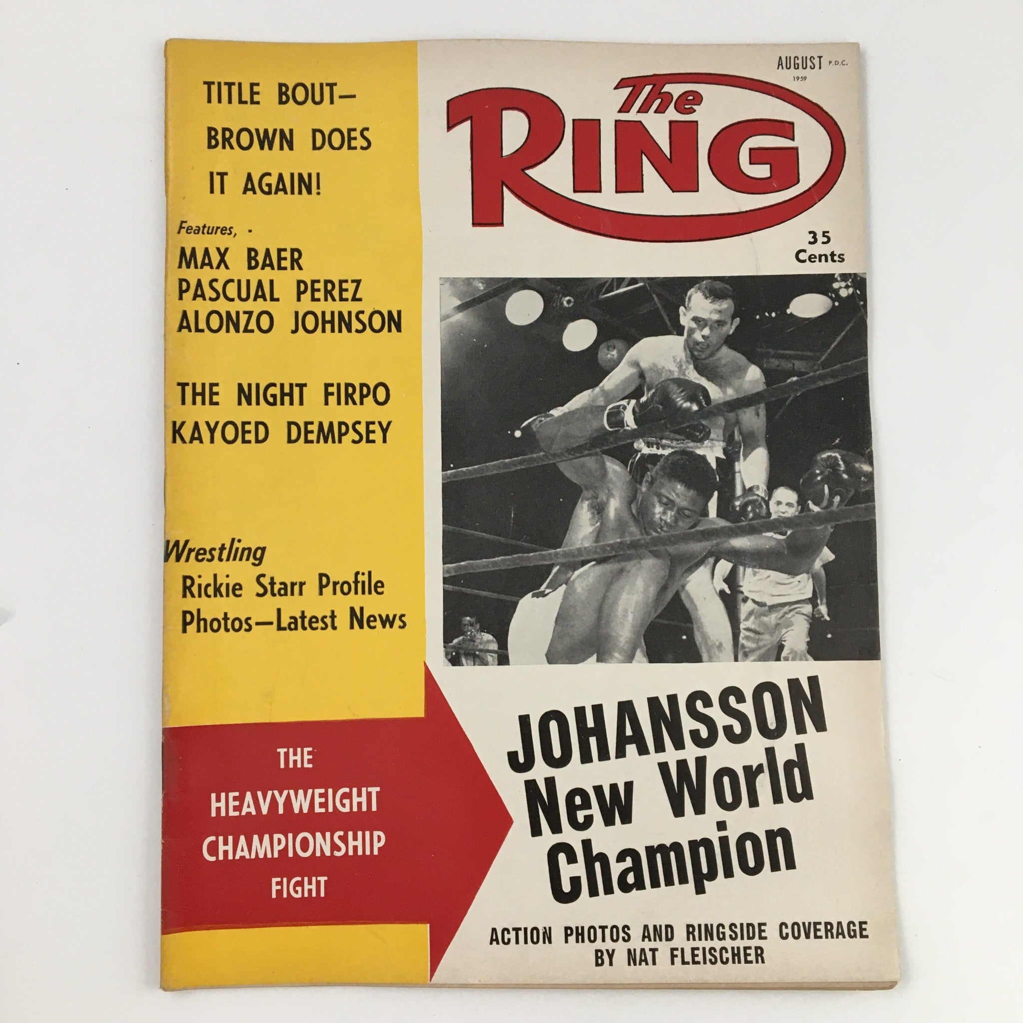 The Ring Boxing Magazine August 1959 Ingemar Johansson & Rickie Starr, No Label