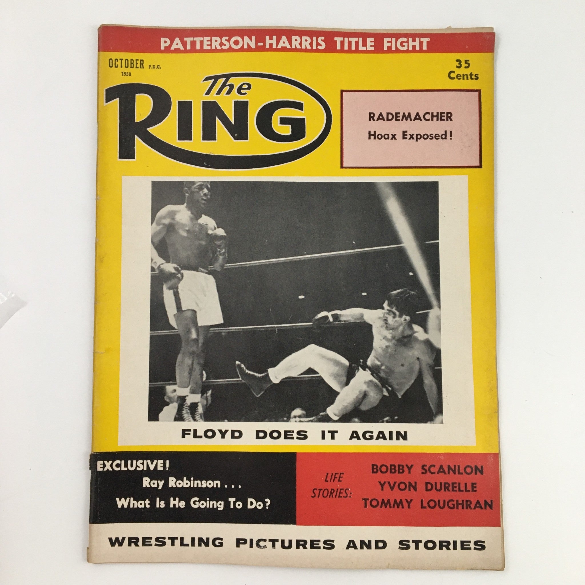 The Ring Boxing Magazine October 1958 Floyd Patterson & Ray Robinson, No Label