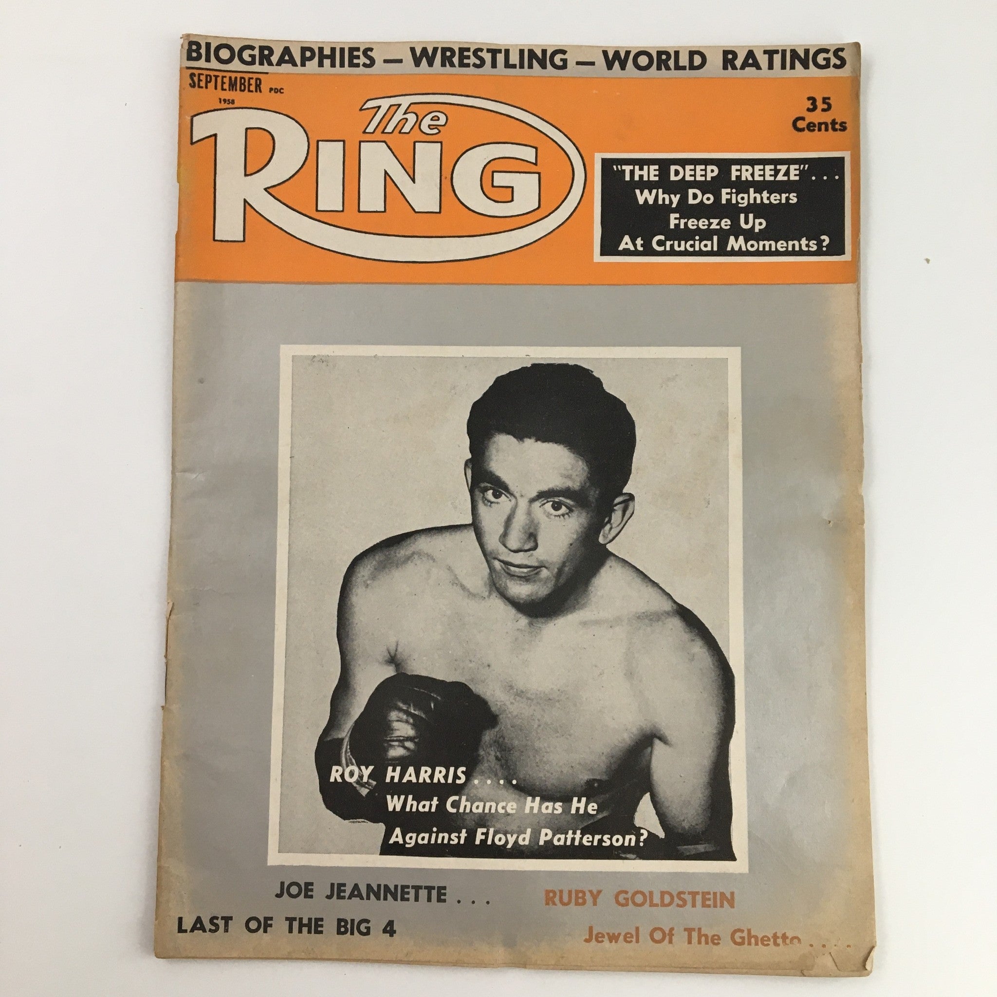 The Ring Boxing Magazine September 1958 Roy Harris & Floyd Patterson, No Label