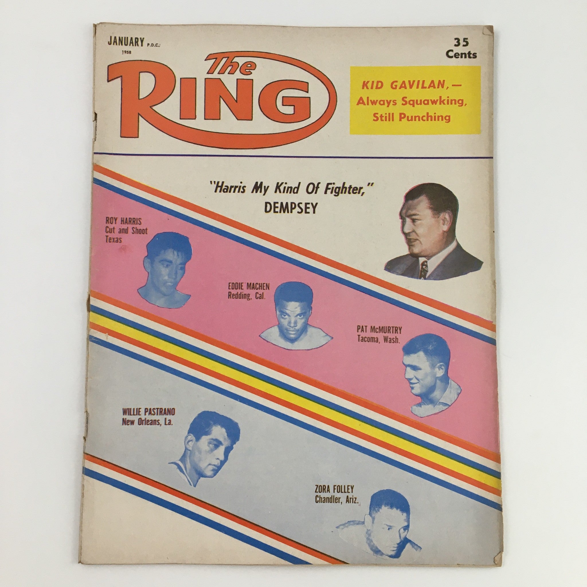 The Ring Boxing Magazine January 1958 Roy Harris & Eddie Machen, No Label