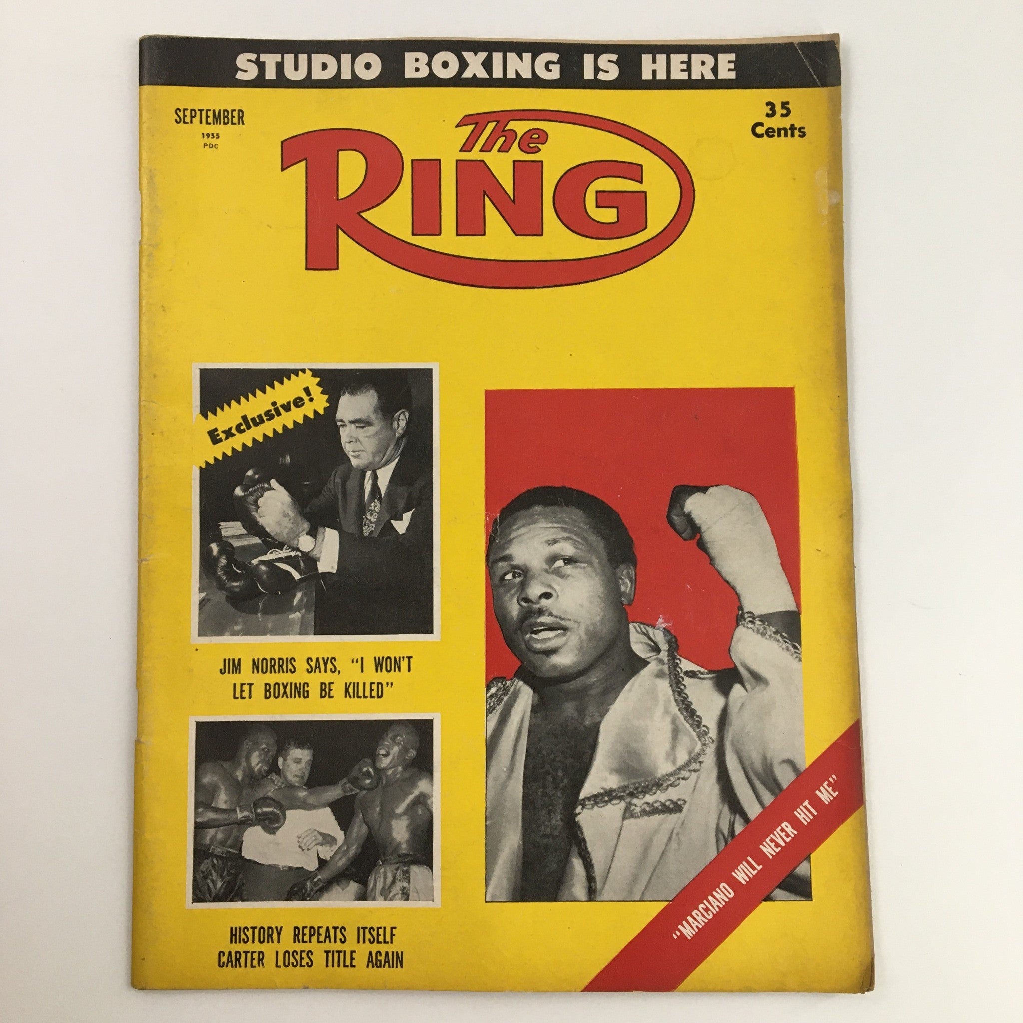 The Ring Boxing Magazine September 1955 Jim Norris & Rubin Carter, No Label