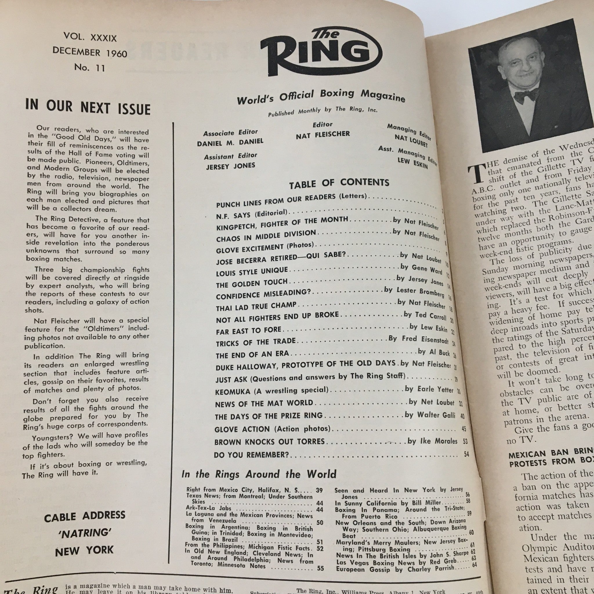 The Ring Boxing Magazine December 1960 Gene Fullmer or Ray Robinson, No Label