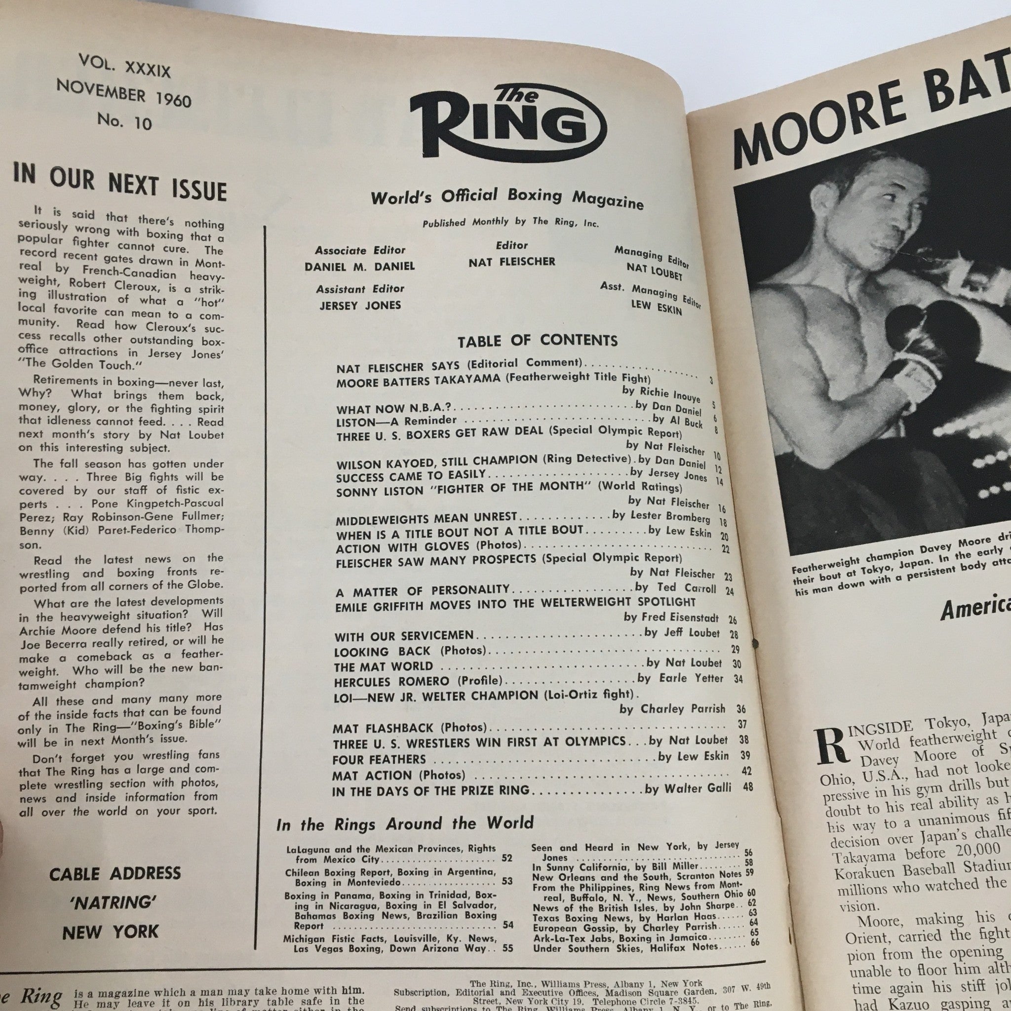 The Ring Boxing Magazine November 1960 Davey Moore & Wilson Kayoed, No Label