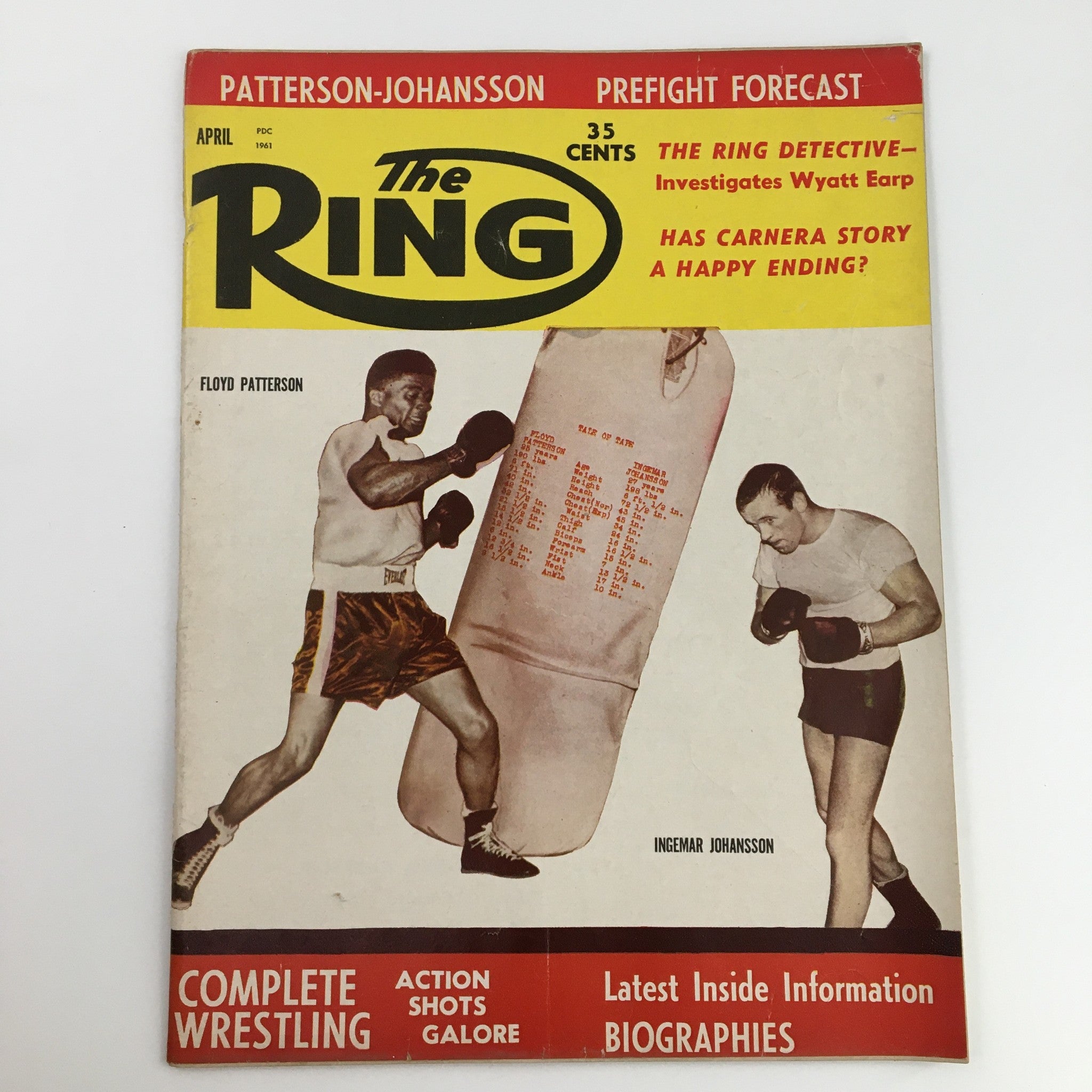 The Ring Boxing Magazine April 1961 Floyd Patterson, Ingemar Johansson, No Label