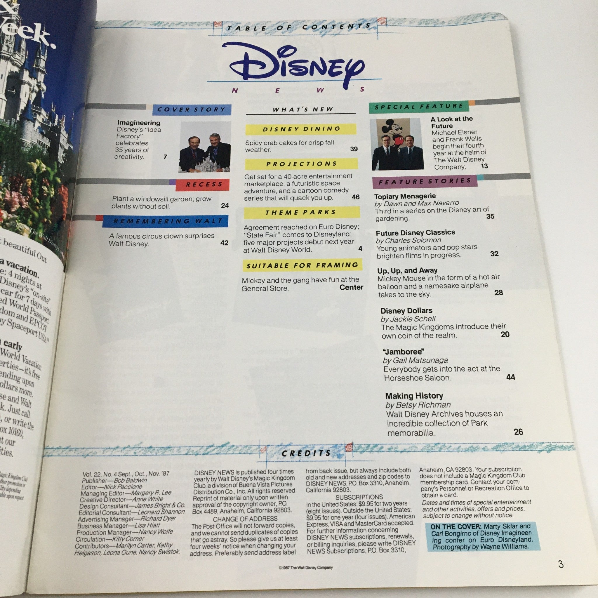 Disney News Magazine Fall 1987 Disney's Idea Factory Celebrates 35yrs Creativity