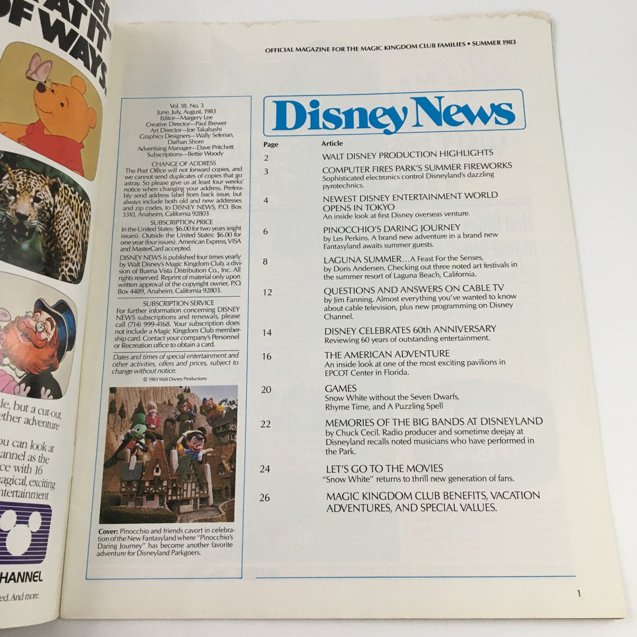 Disney News Magazine Summer 1983 Pinocchio & Friends Celebrate New Fantasyland