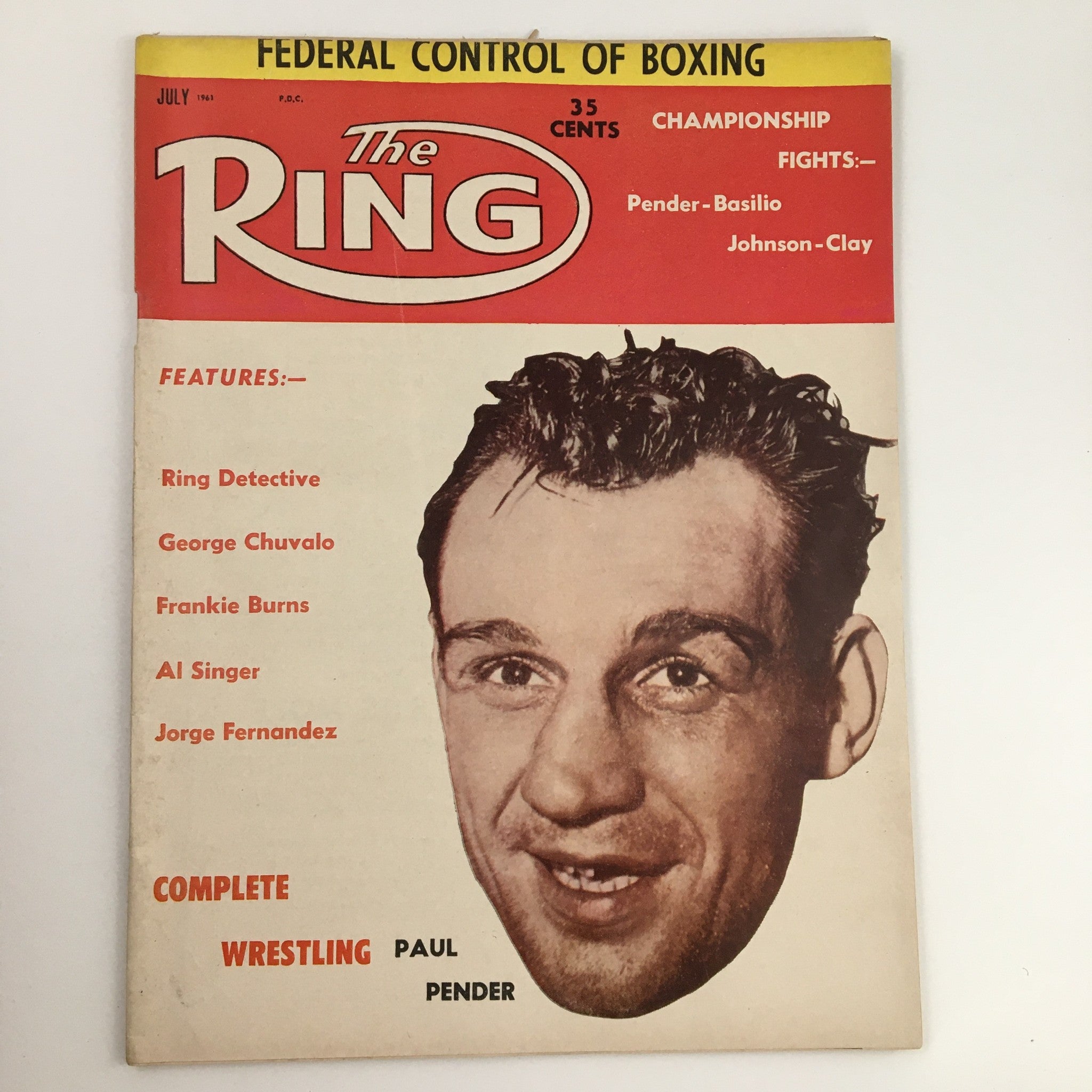 The Ring Boxing Magazine July 1961 Paul Pender & George Chuvalo, No Label