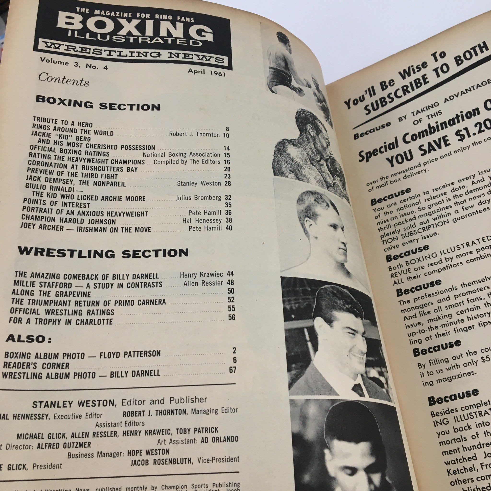 Boxing Illustrated Wrestling News April 1961 Ingemar Johansson Title, No Label