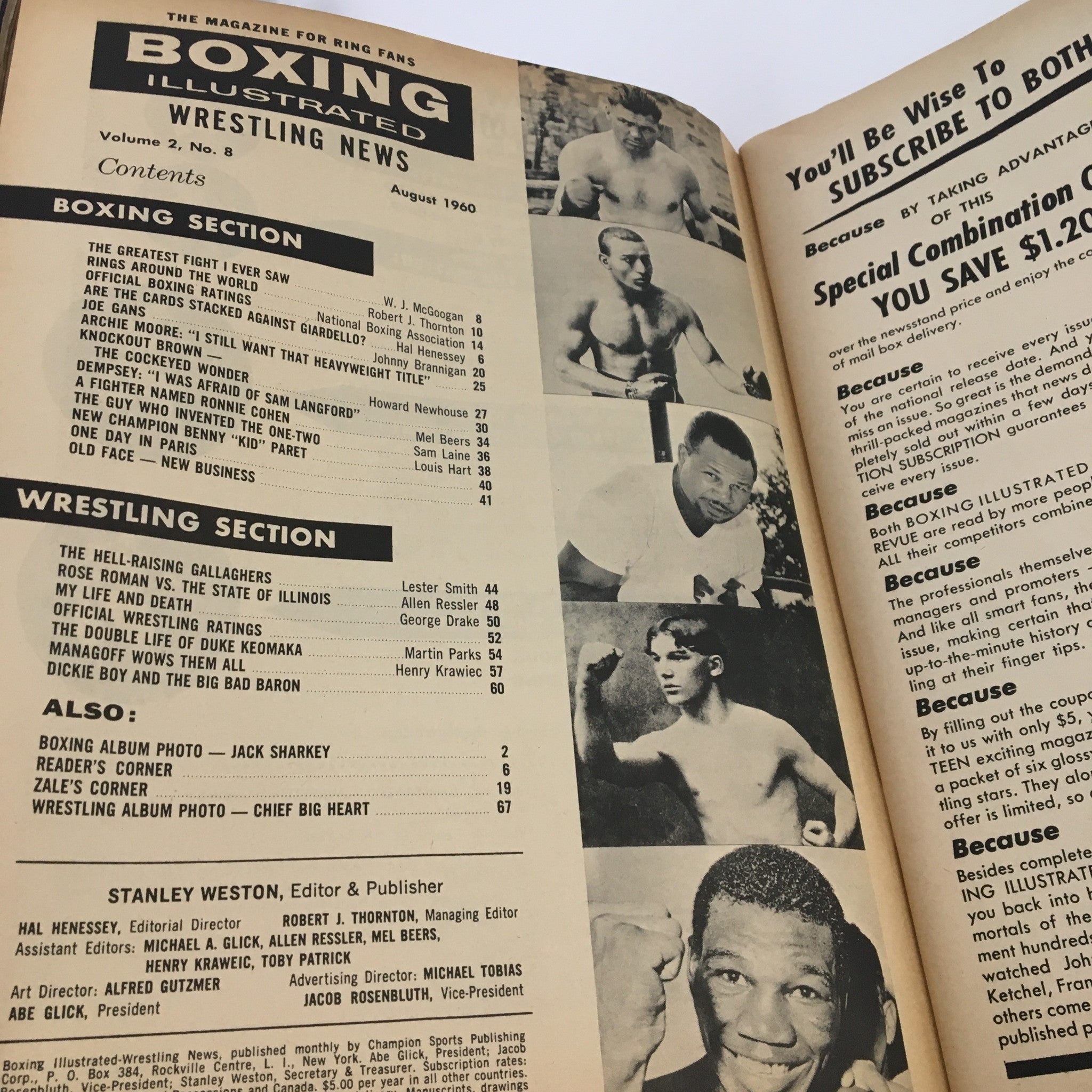 Boxing Illustrated Wrestling News August 1960 Joey Giardello An Old Pro No Label