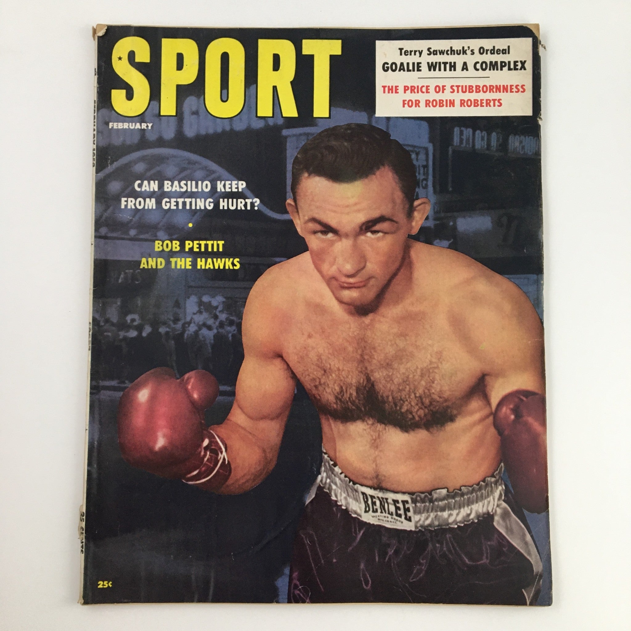 Sport Magazine February 1958 Bob Pettit, Carmen Basilio & Robin Roberts No Label