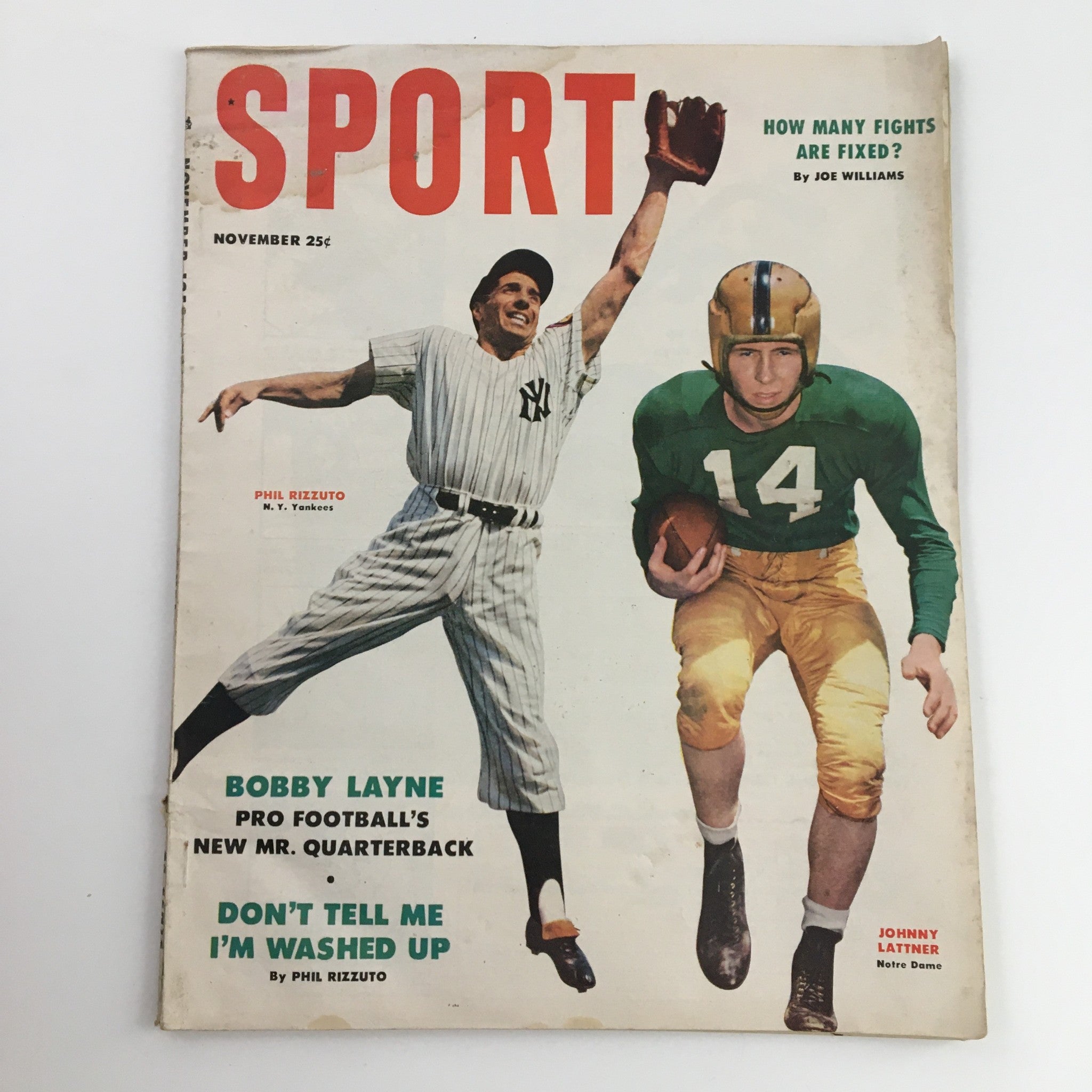 Sport Magazine November 1953 Phil Rizzuto & Johnny Lattner, No Label