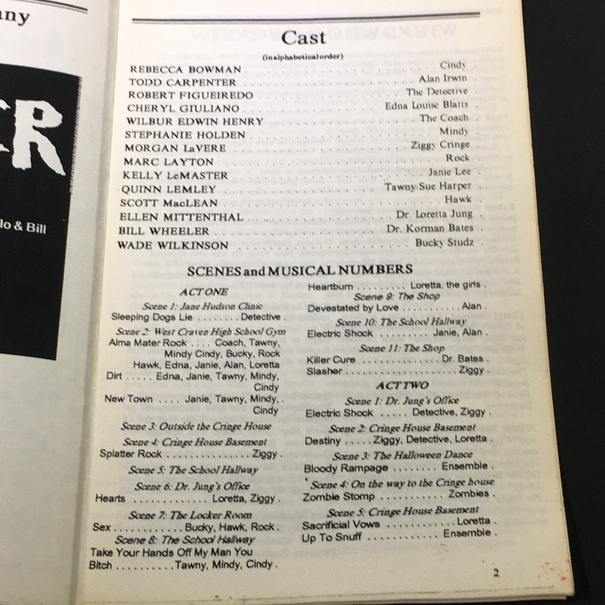 VTG 1989 Wings Theatre Company Presents Slasher Directed by Jonathan Silver