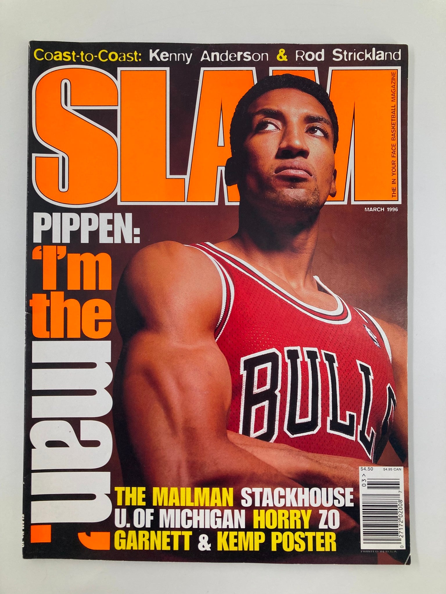 Cover of Slam Magazine, March 1996, featuring Scottie Pippen of the Chicago Bulls, with a poster included, No Label